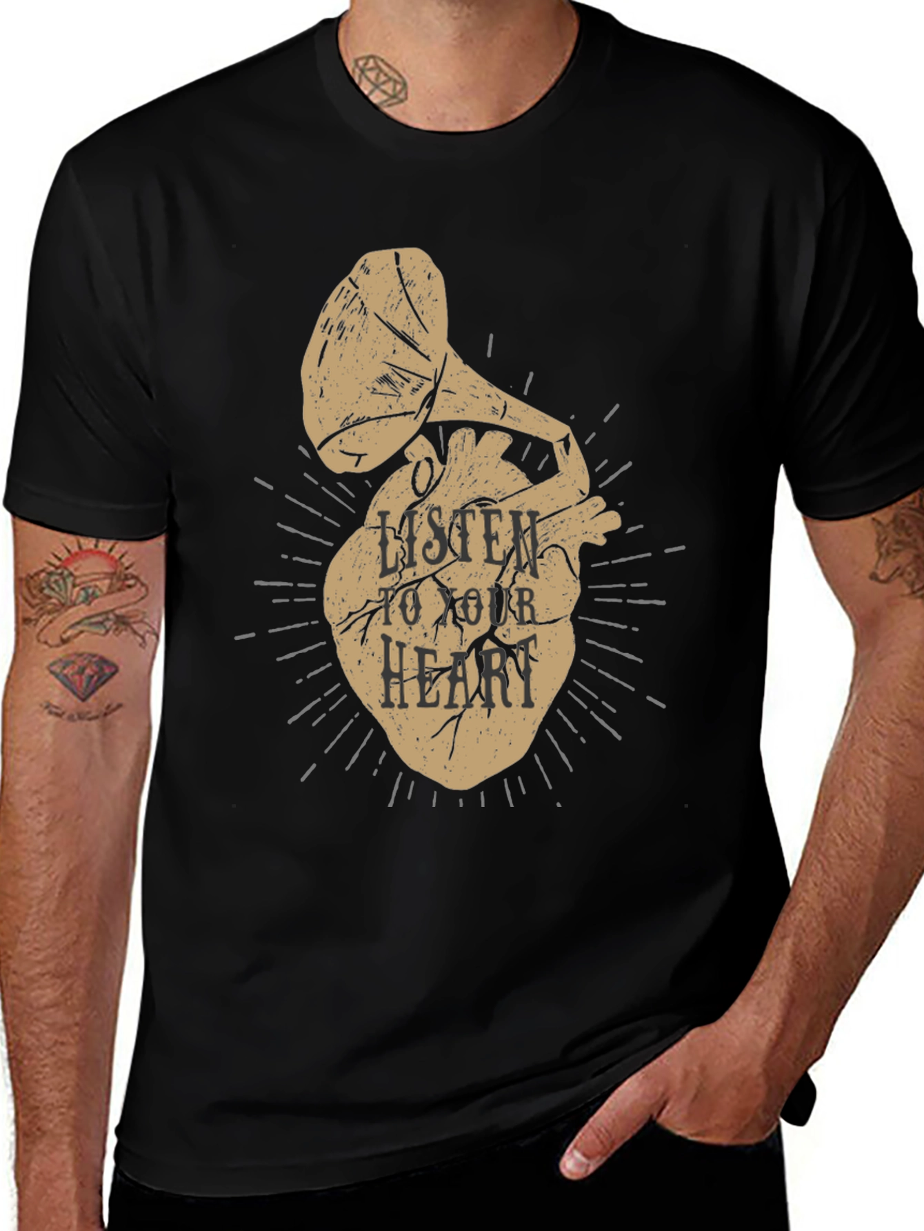 Variant 4 of Listen to Your Heart Graphic Tee - Unique Design