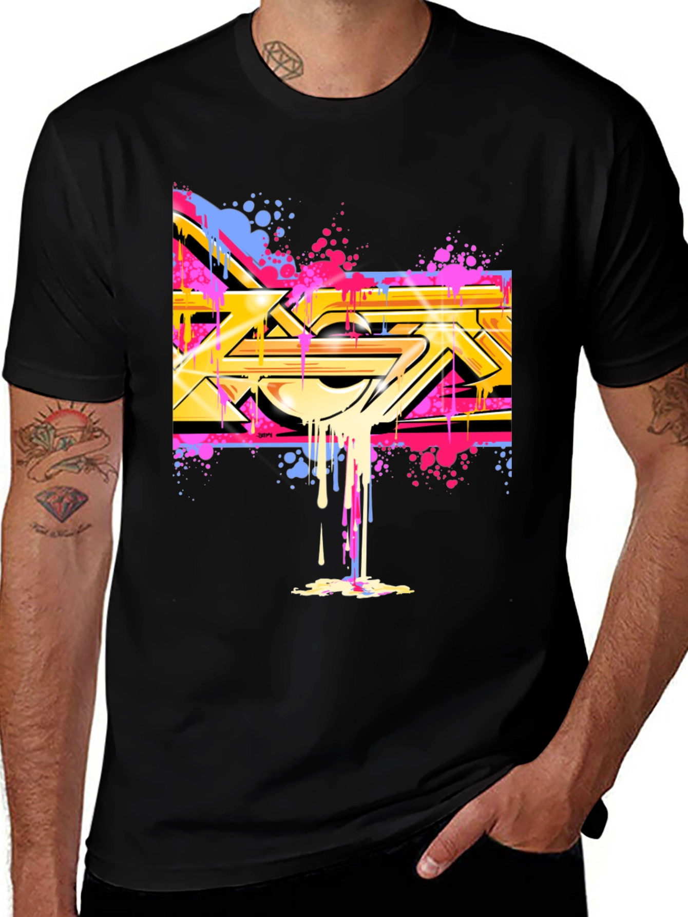 Variant 27 of Abstract Art Graphic Print Black T-Shirt