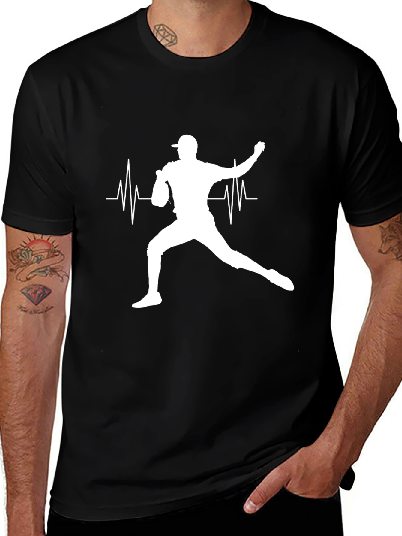 Variant 7 of Baseball Pitcher Heartbeat T-Shirt
