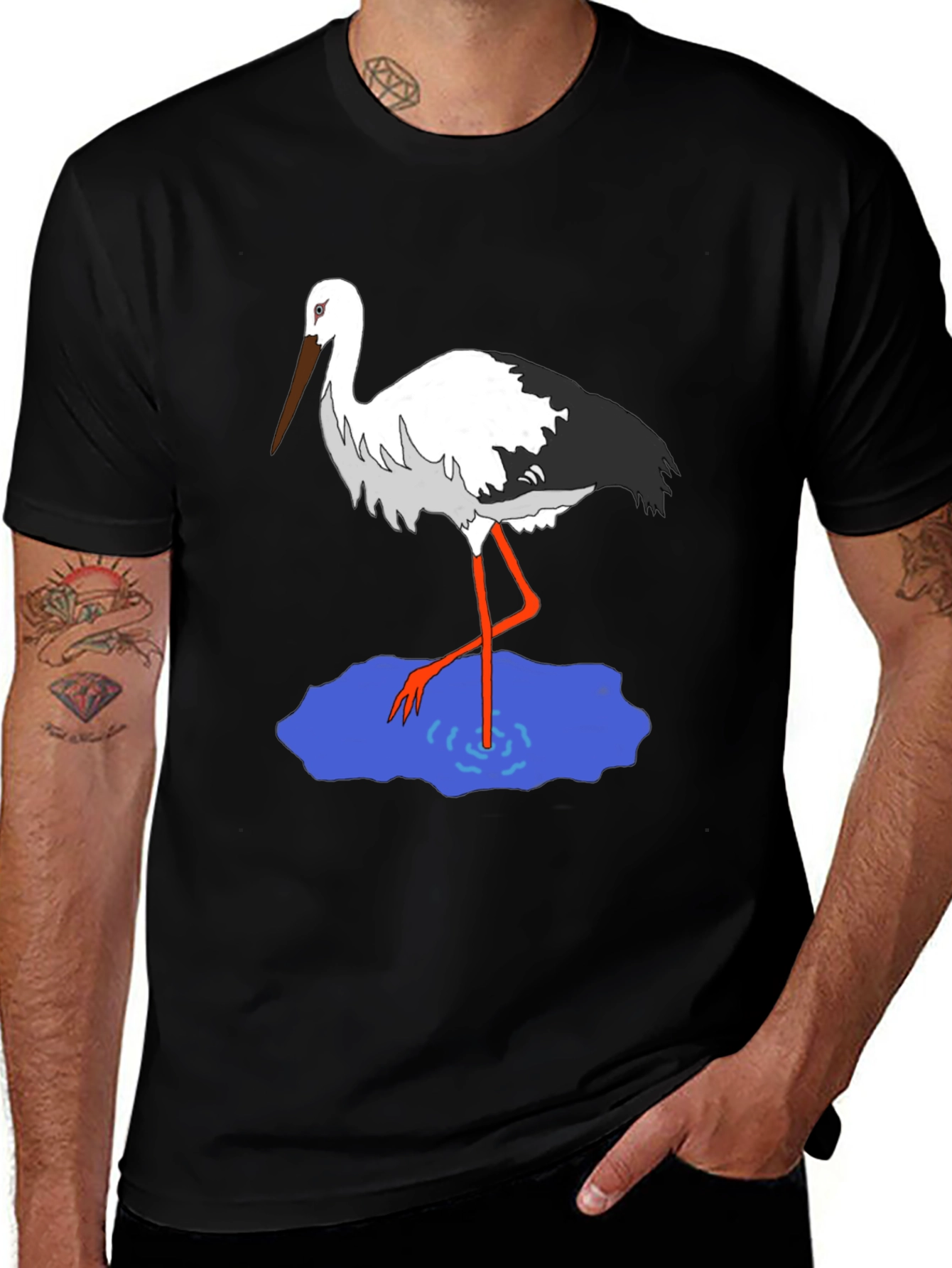Variant 26 of Stork Graphic Tee - Black Cotton T-Shirt