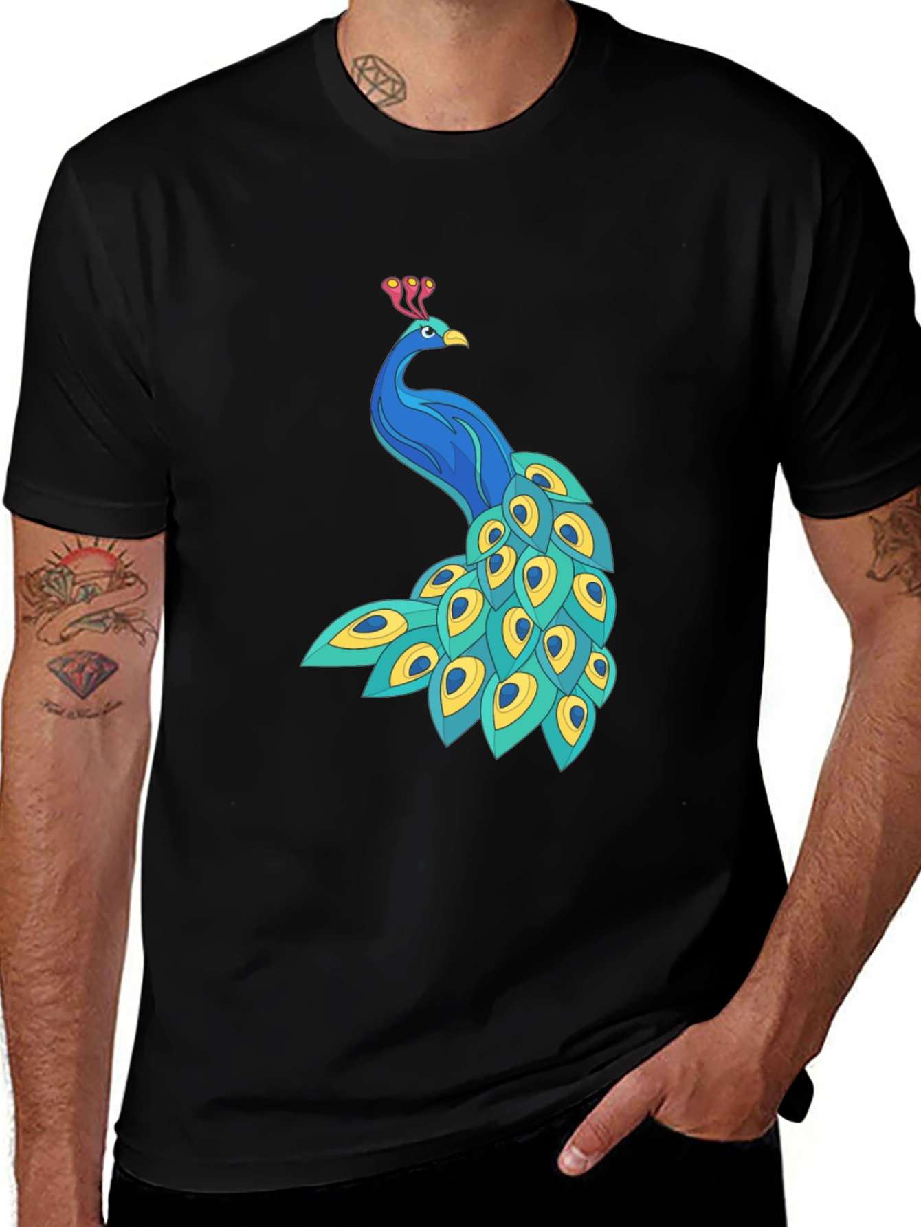 Peacock Graphic T-Shirt - Stylish Bird Design Tee