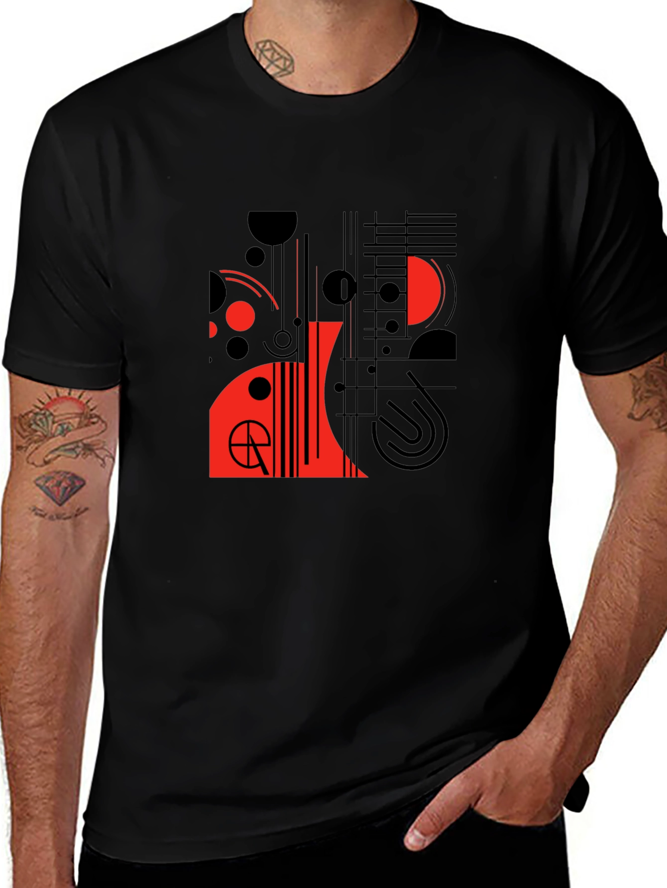 Variant 29 of Modern Graphic Tee - Abstract Red & Black Design