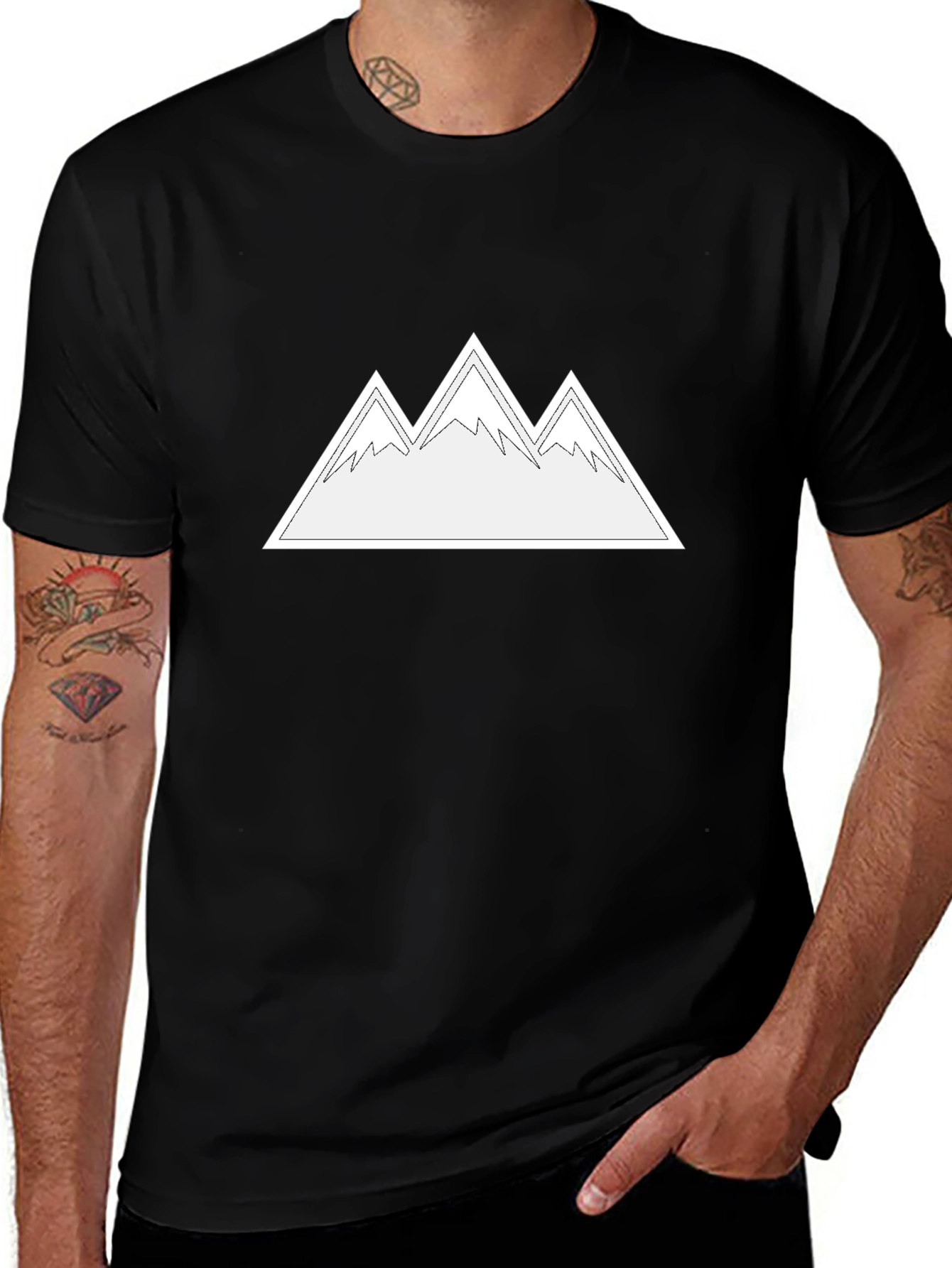 Variant 13 of Mountain Graphic Tee - Black Cotton T-Shirt