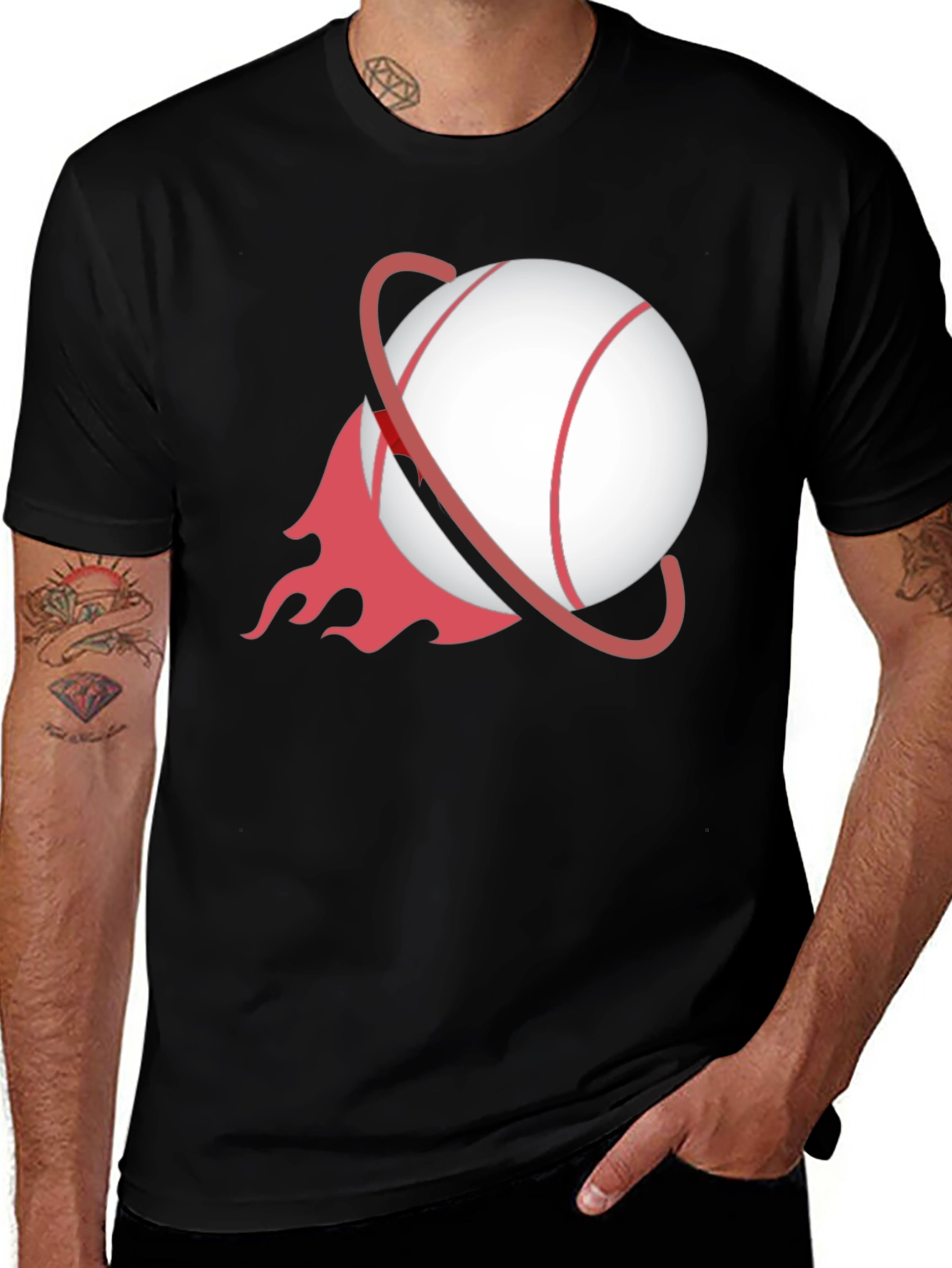 Variant 5 of Baseball Planet Black T-Shirt