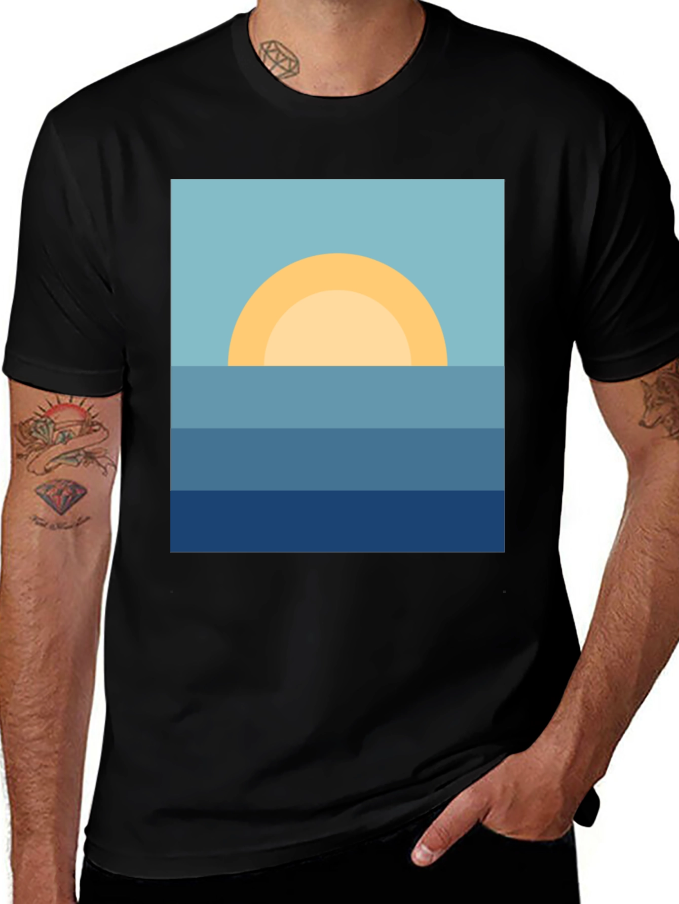 Variant 4 of Sunrise Ocean Graphic Tee - Stylish & Relaxed Fit