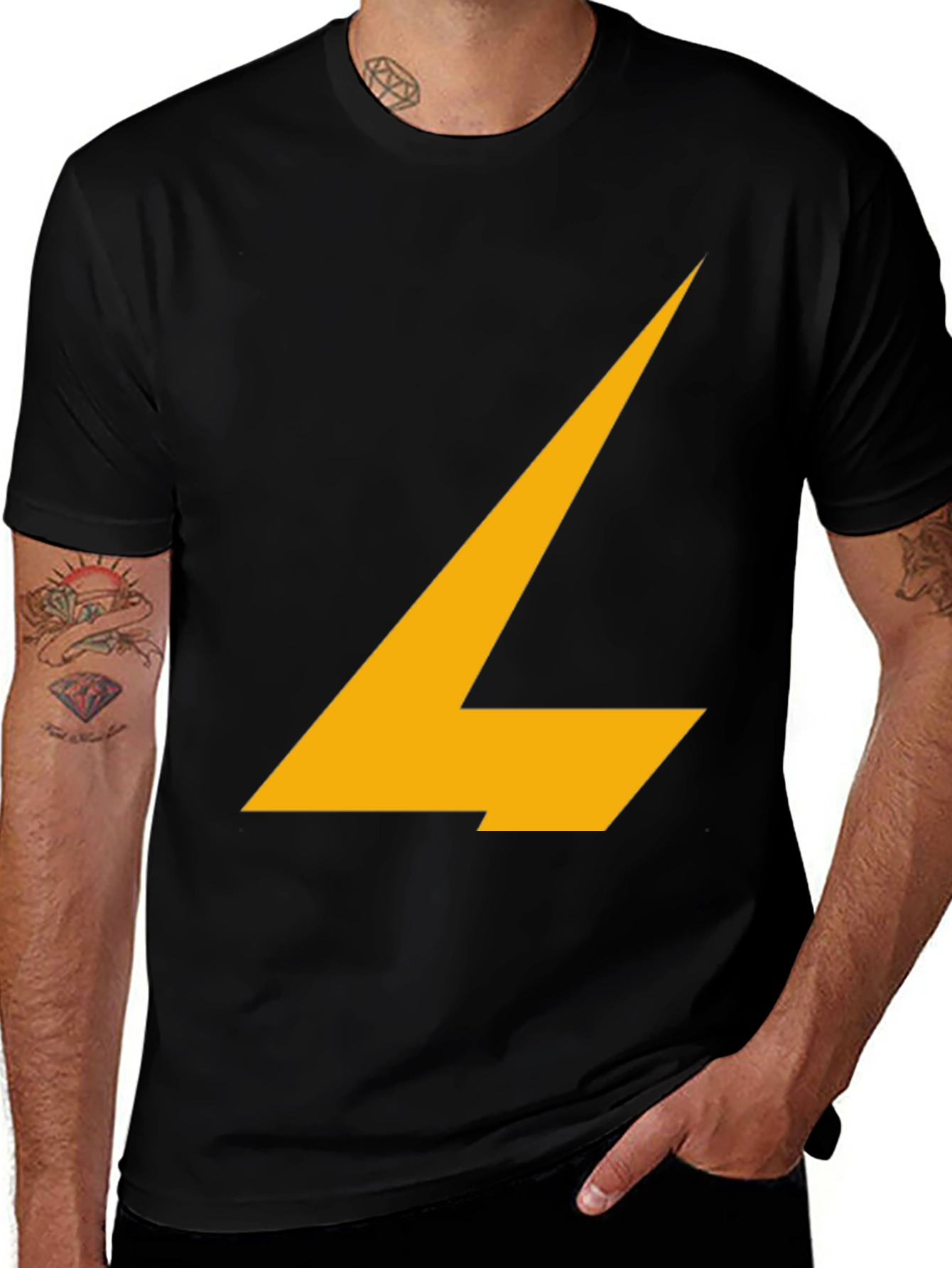 Variant 19 of Stylish Black Tee with Abstract Yellow Design