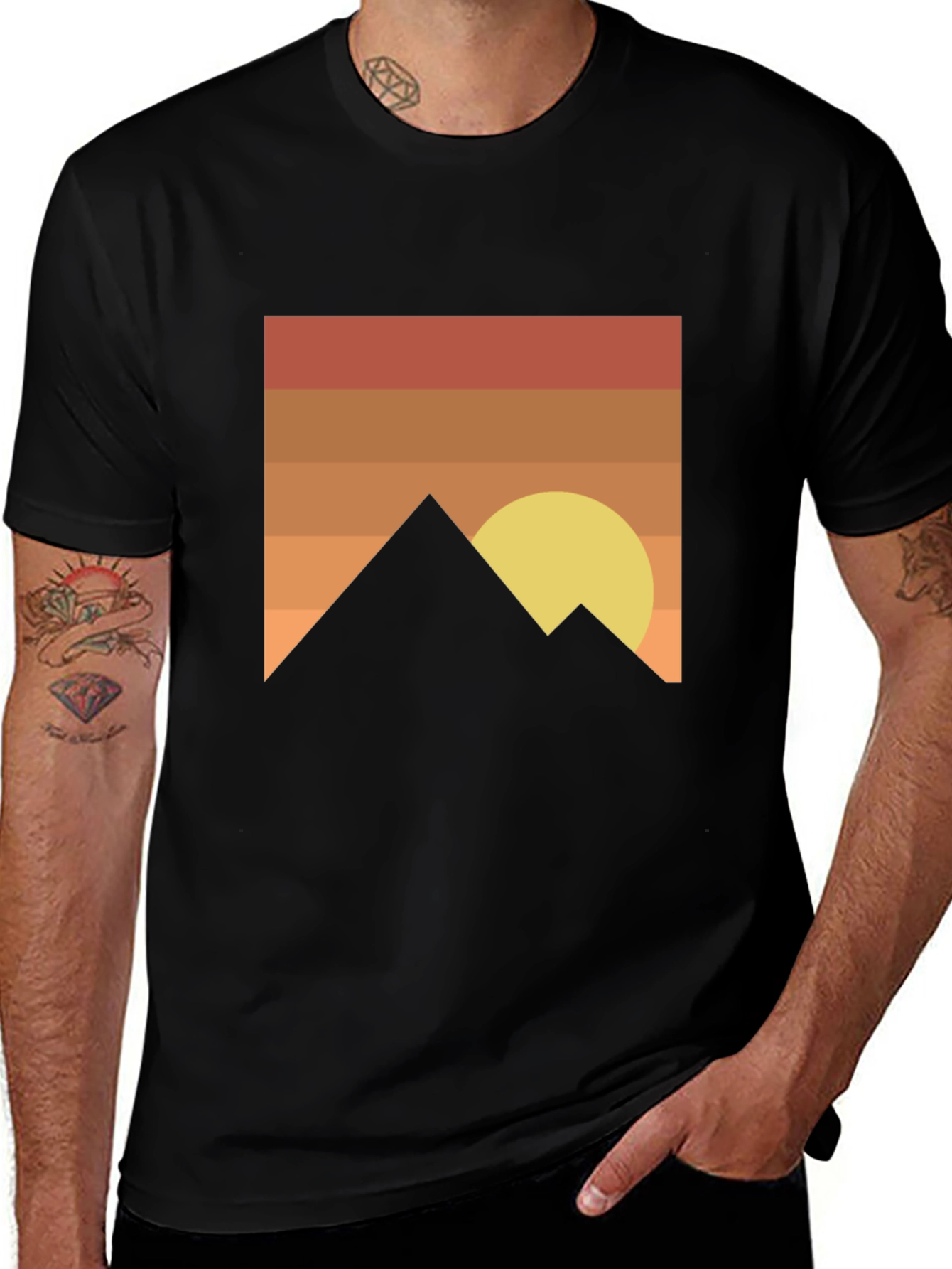 Variant 15 of Retro Mountain Graphic Tee - Black
