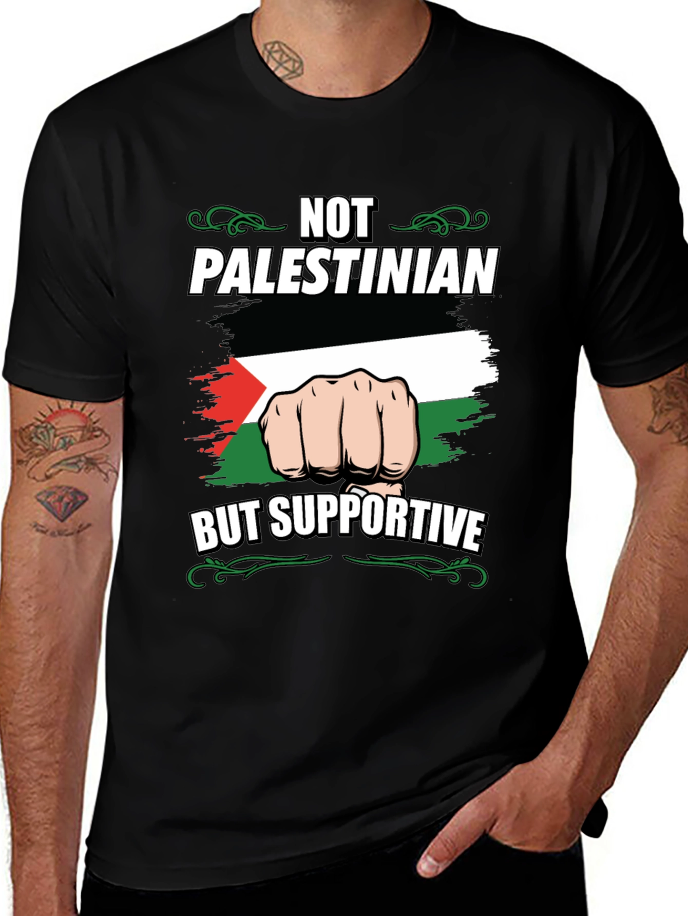 Variant 10 of Not Palestinian But Supportive T-Shirt
