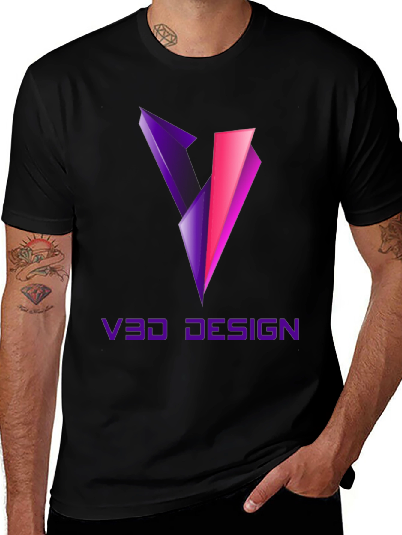 Variant 6 of V3D Design Black Graphic Tee - Modern Abstract T-Shirt