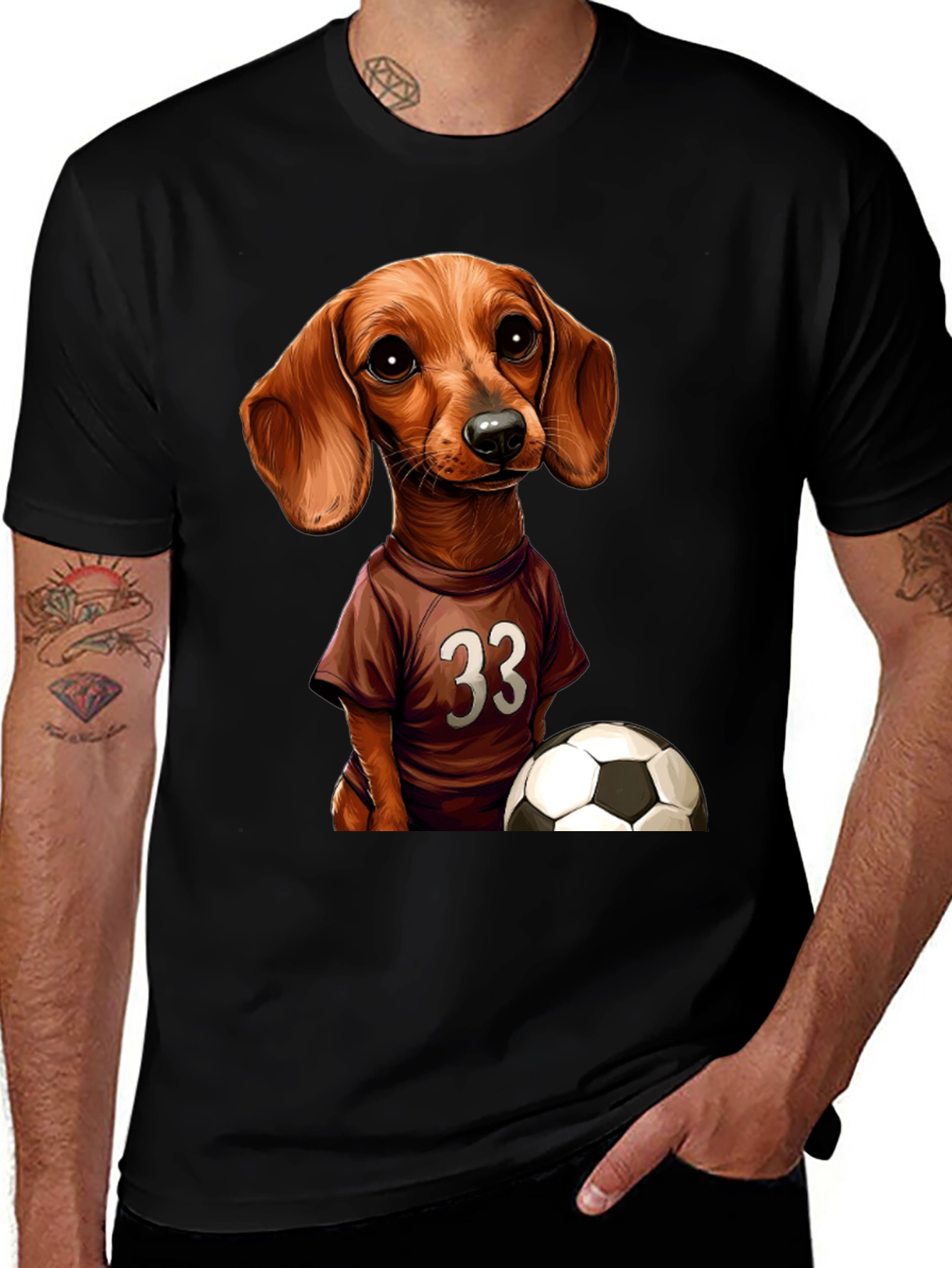 Variant 6 of Dachshund Soccer T-Shirt - Number 33