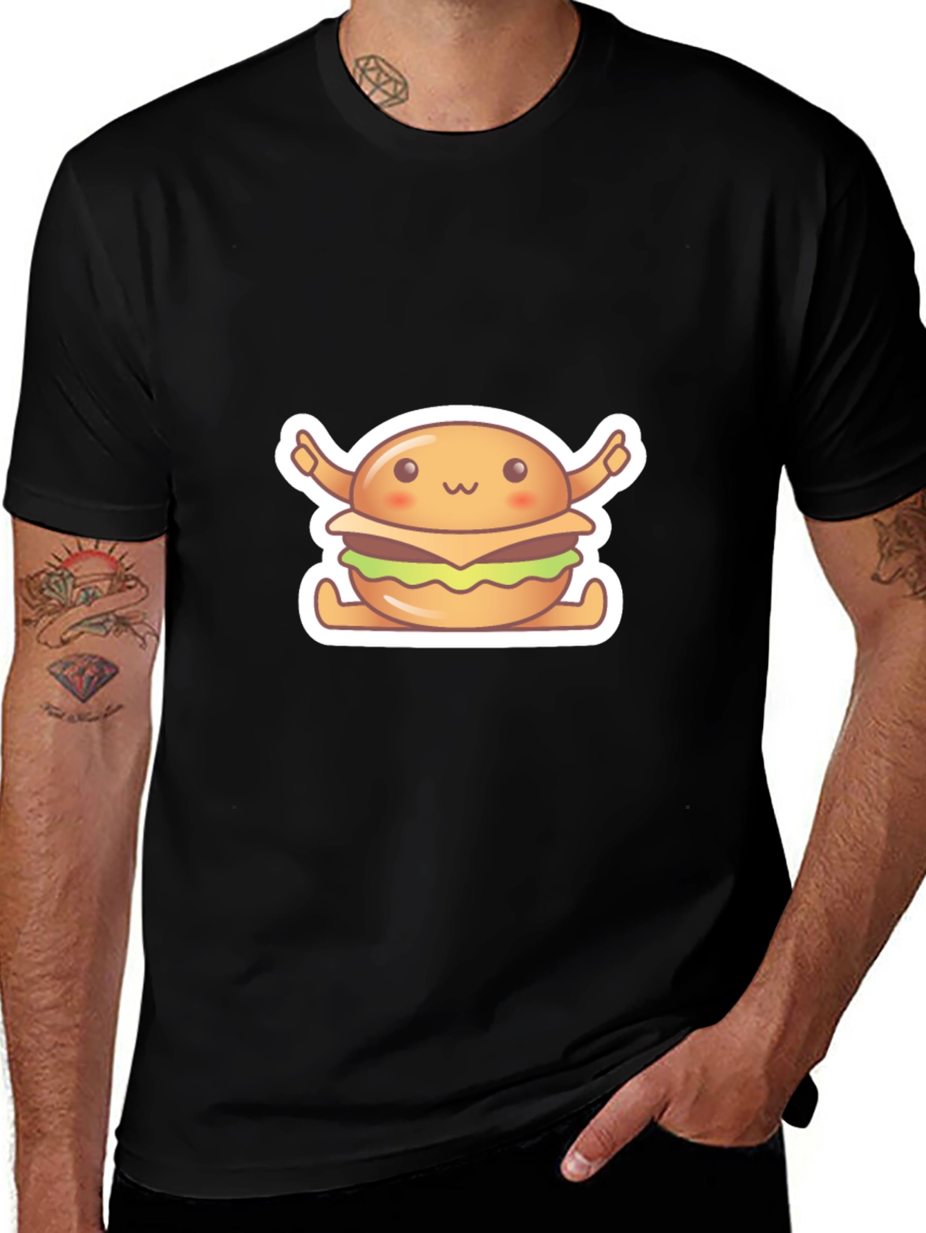 Variant 12 of Kawaii Burger Graphic Tee - Unisex Black T-Shirt