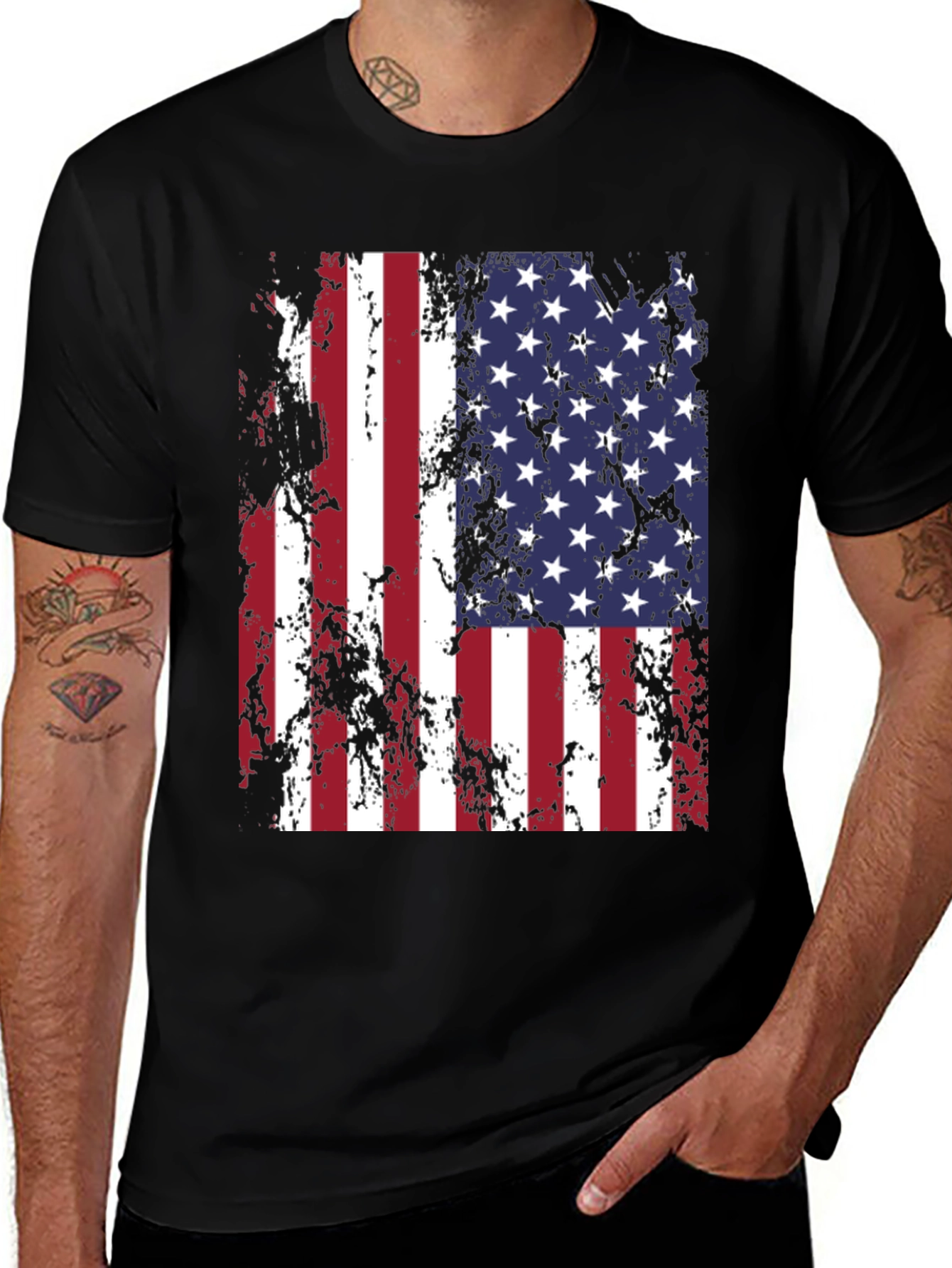 Variant 14 of American Flag Distressed Graphic Tee