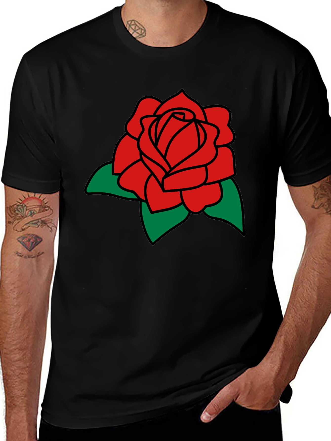 Variant 12 of Rose Graphic Black T-Shirt
