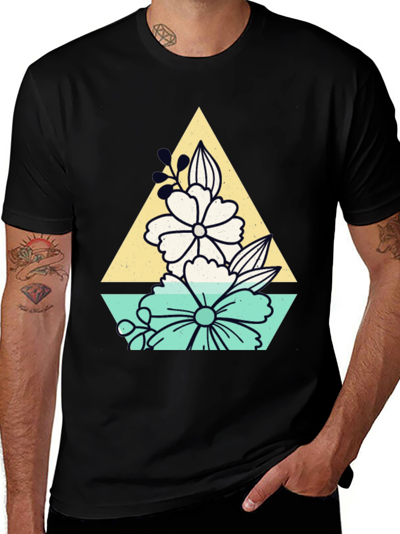 Variant 2 of Floral Triangle Graphic T-Shirt