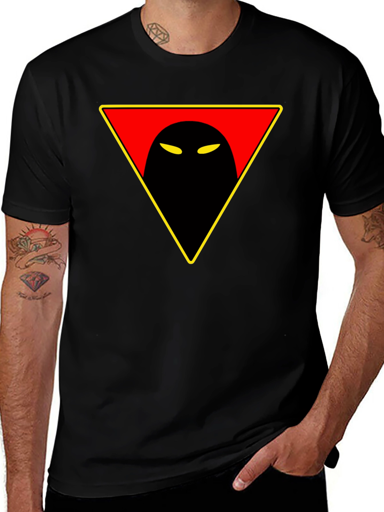 Variant 20 of Black T-Shirt with Abstract Triangle Design