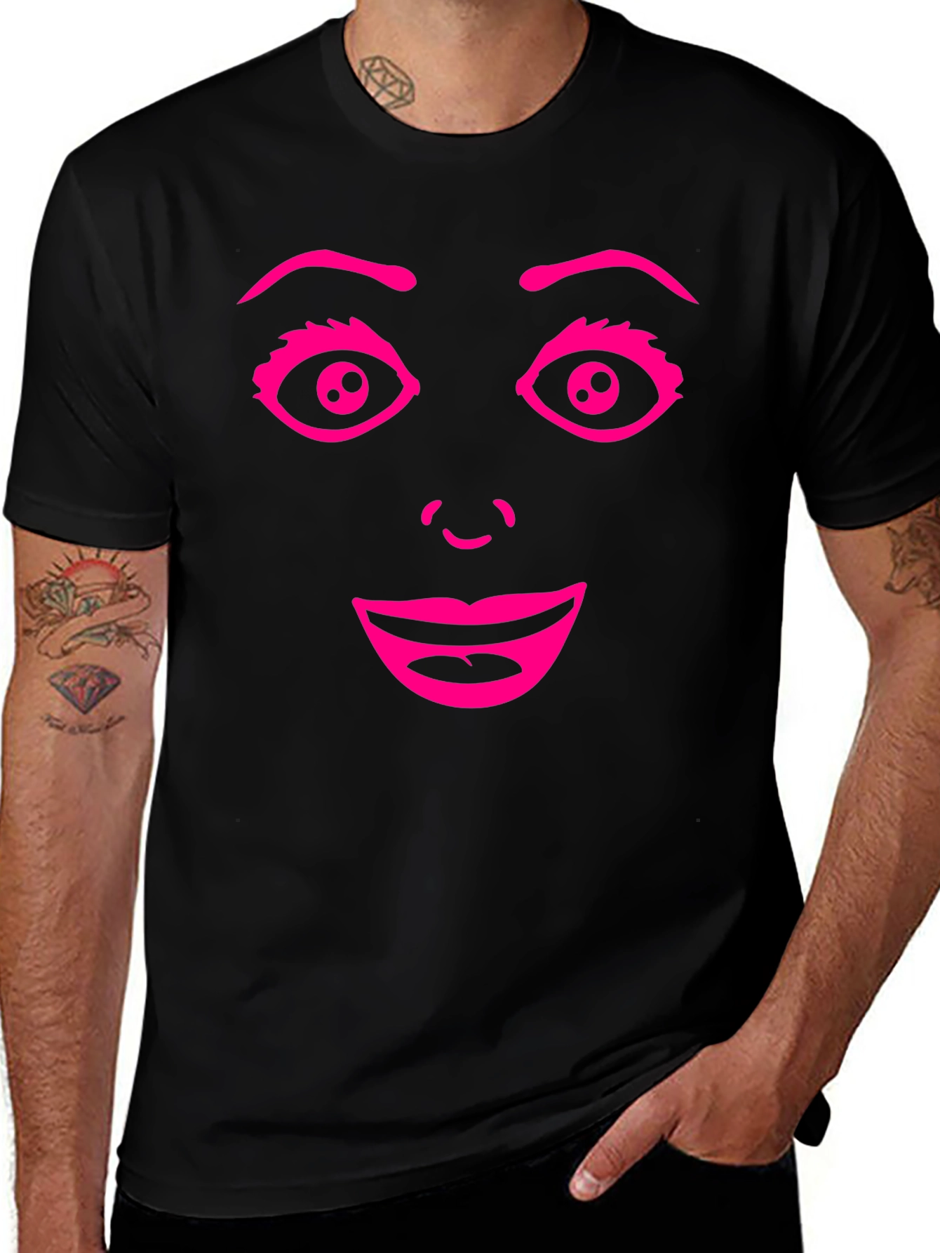 Variant 11 of Funny Face Graphic Tee - Black