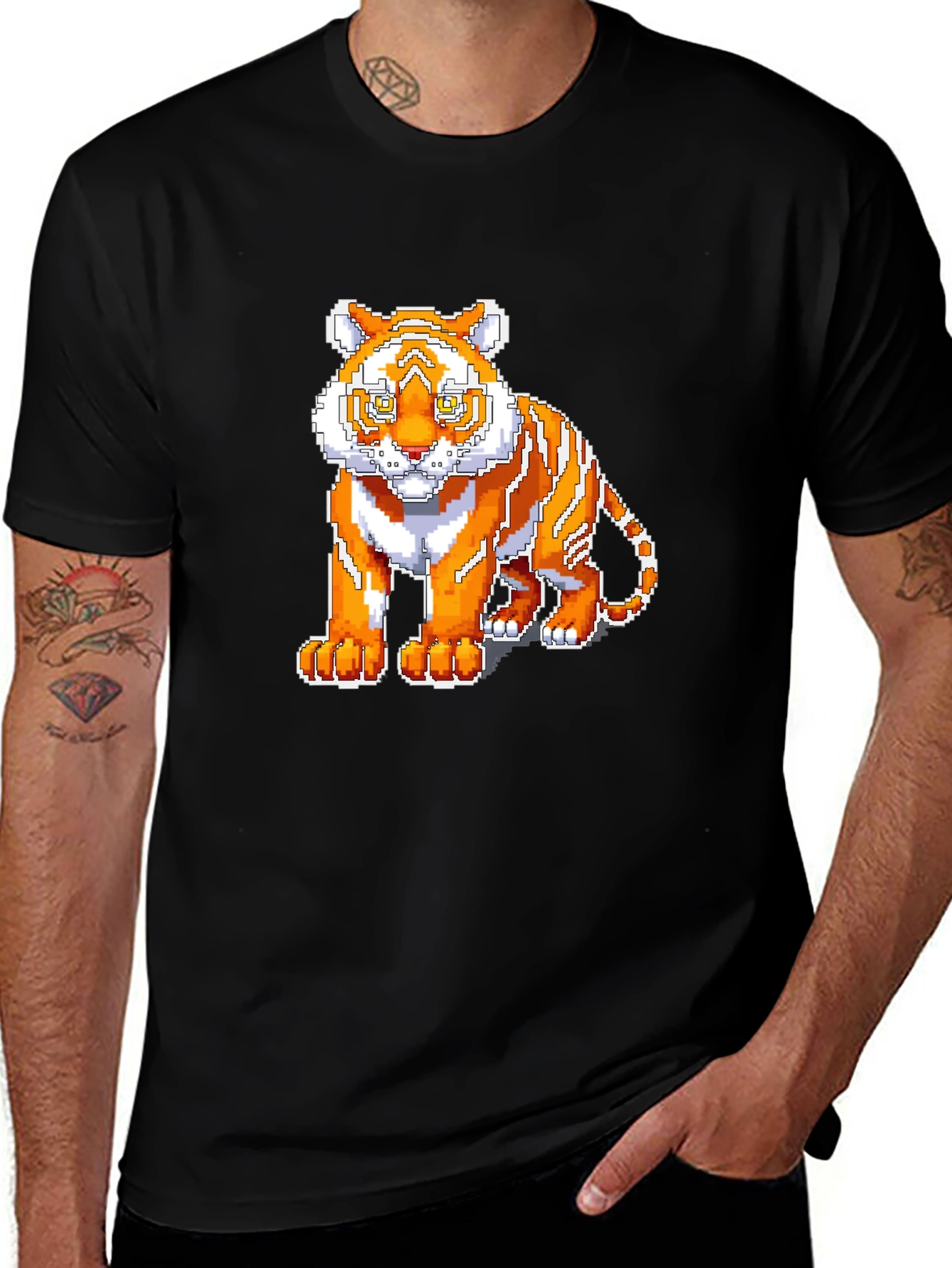 Variant 10 of Pixelated Tiger Graphic T-Shirt - Cool Animal Tee