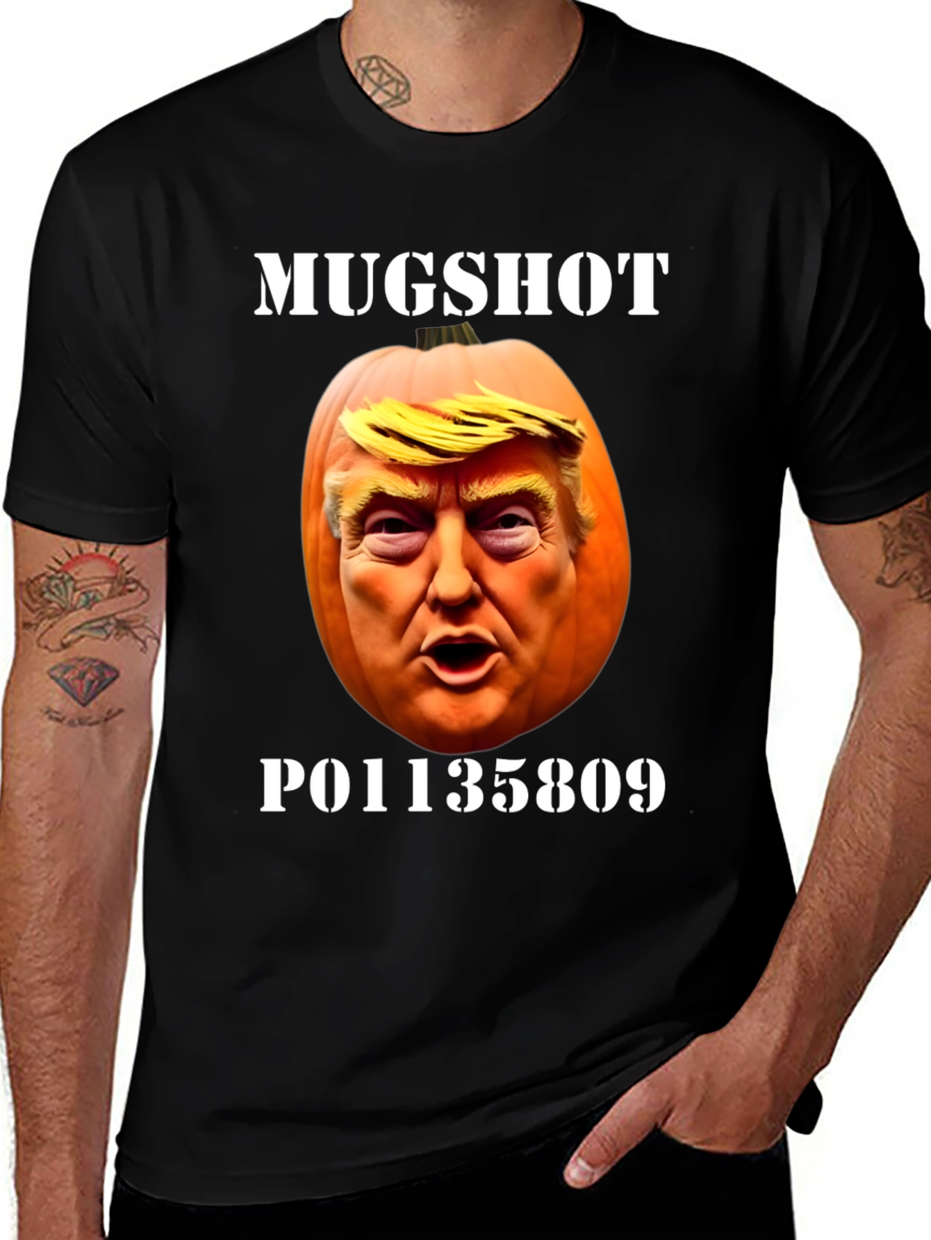 Variant 8 of Trump Mugshot Pumpkin Graphic T-Shirt