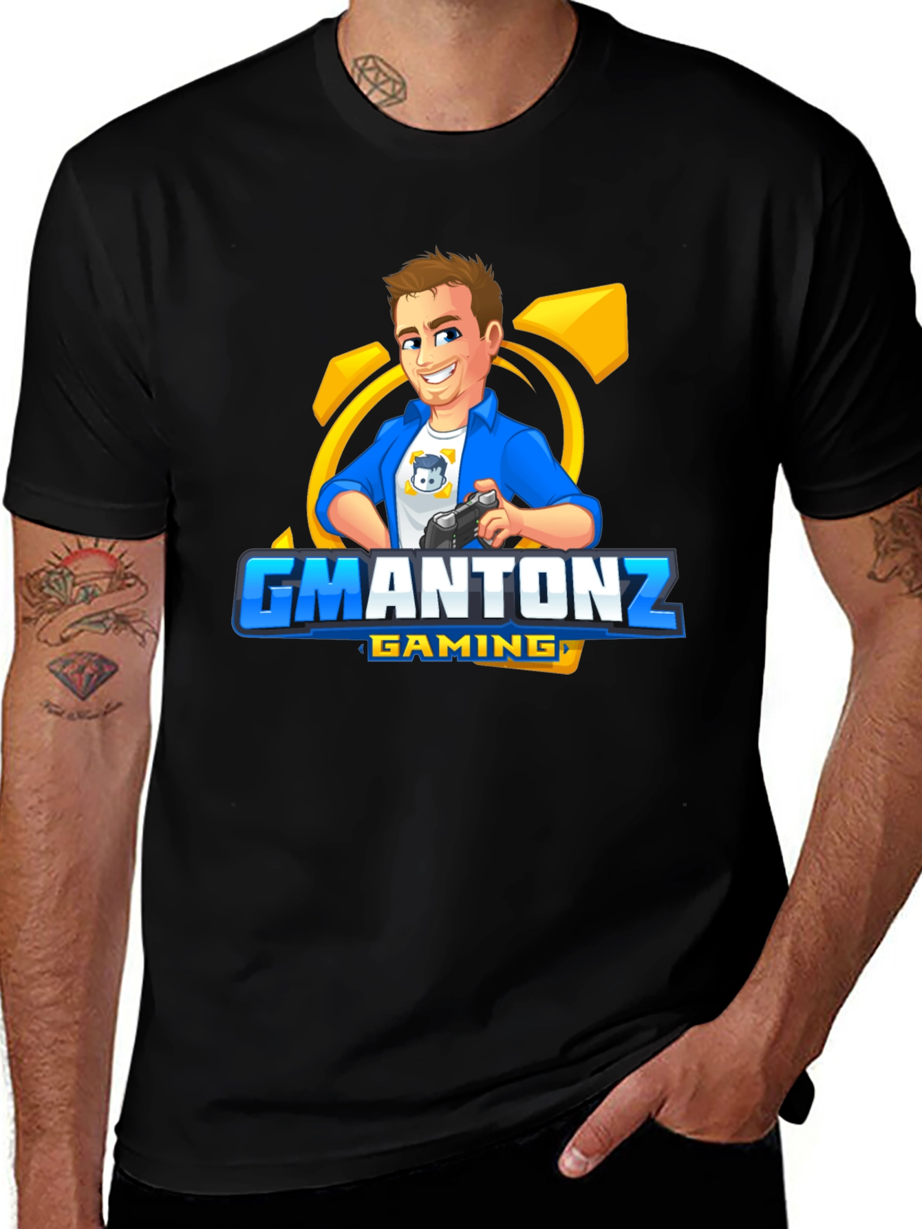 Black GMANTONZ Gaming Black T-Shirt main image