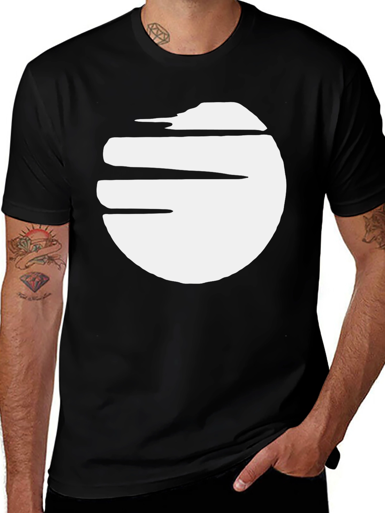 Variant 28 of Men's Black T-Shirt with White Graphic Print