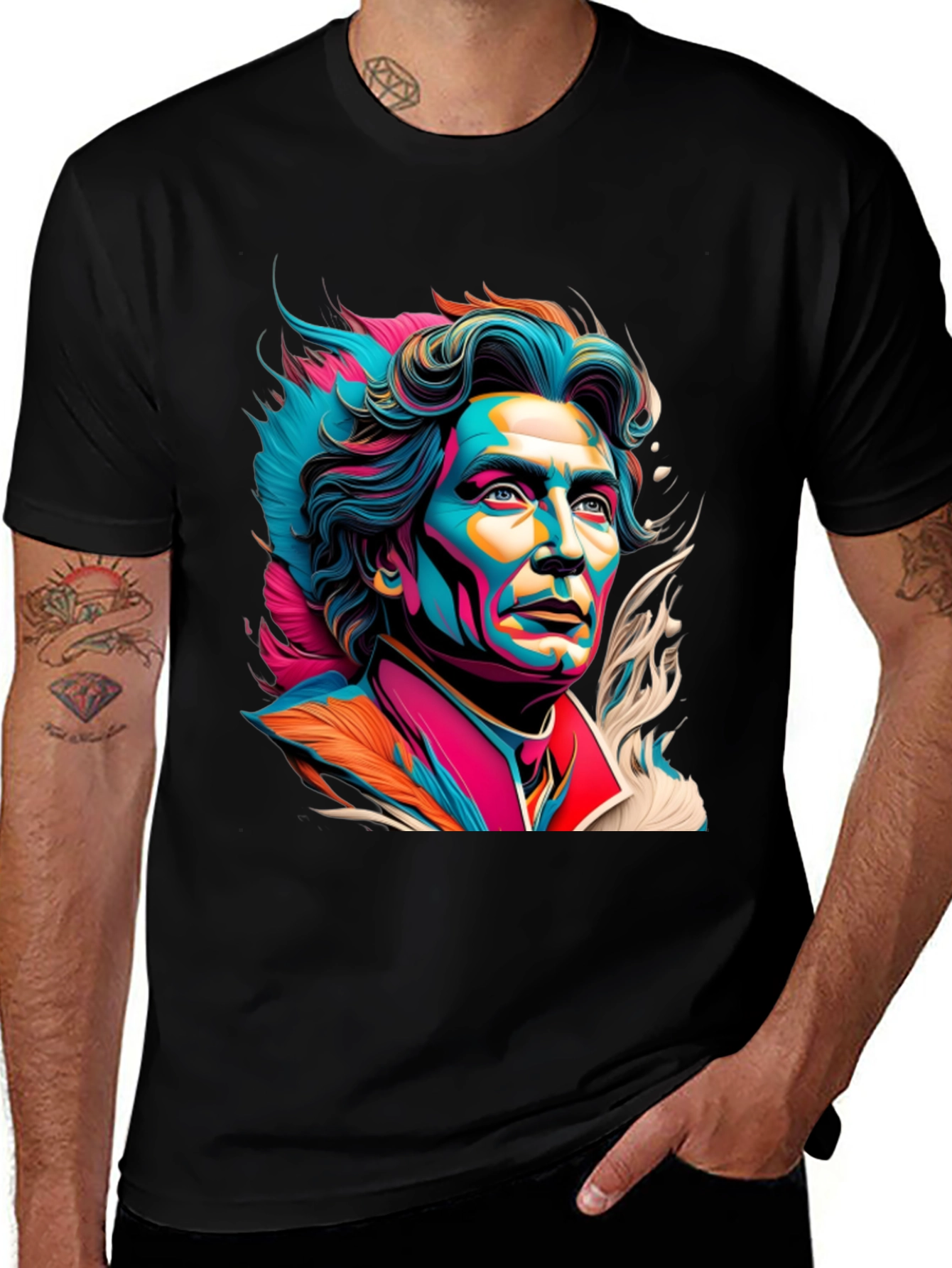 Variant 5 of Vibrant Portrait Graphic Tee - Stylish Art Shirt