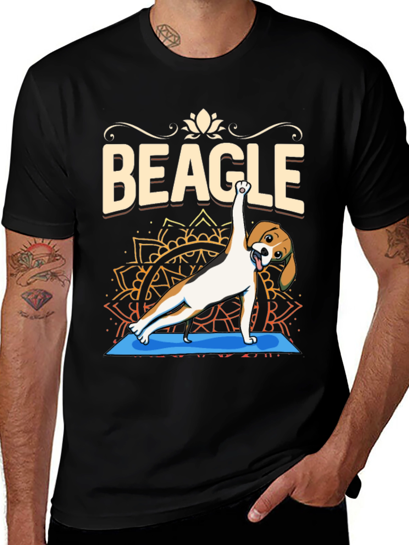 Variant 17 of Beagle Yoga Pose Graphic T-Shirt