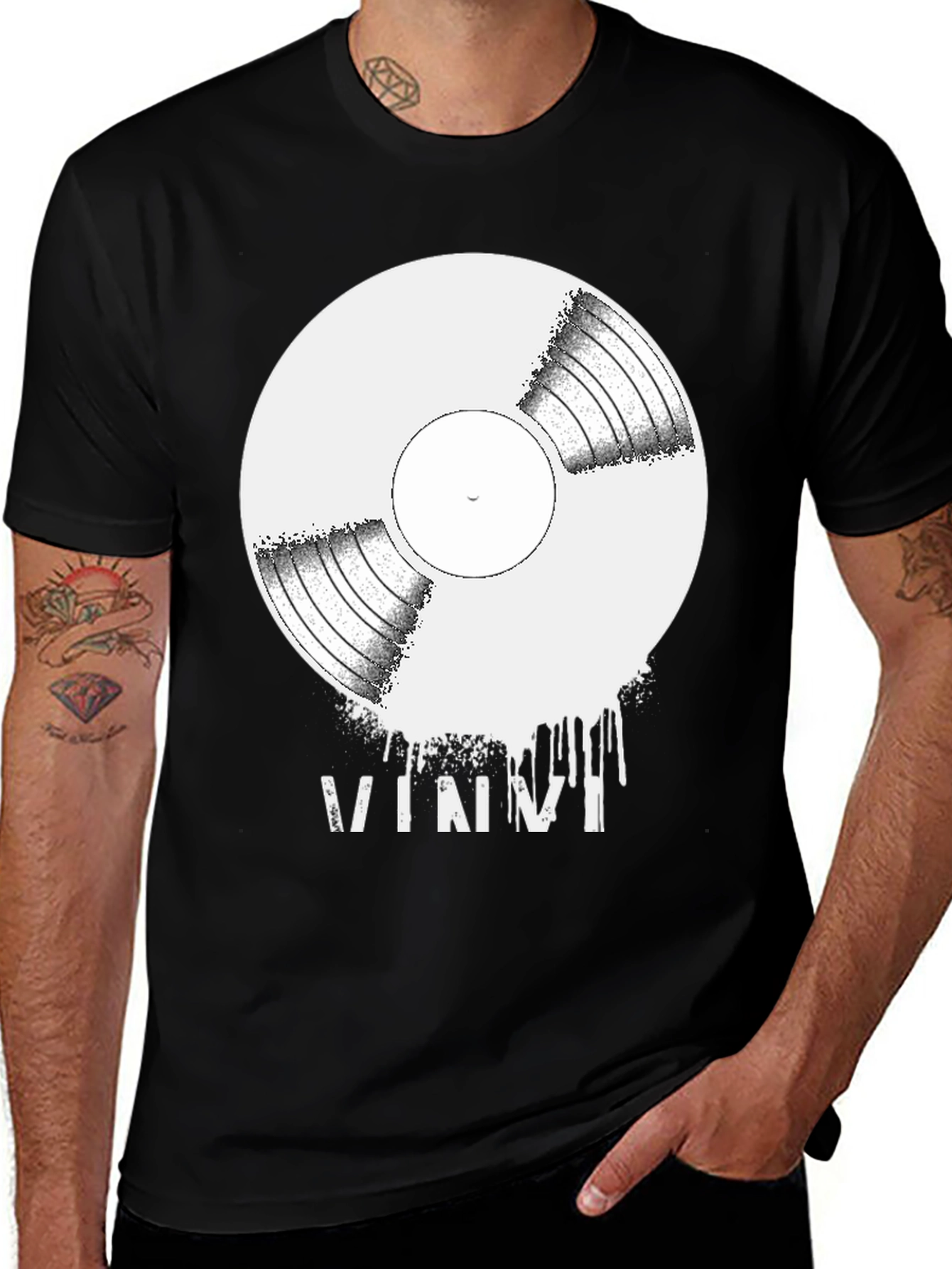 Variant 27 of Vinyl Record Graphic Tee - Black Casual Shirt