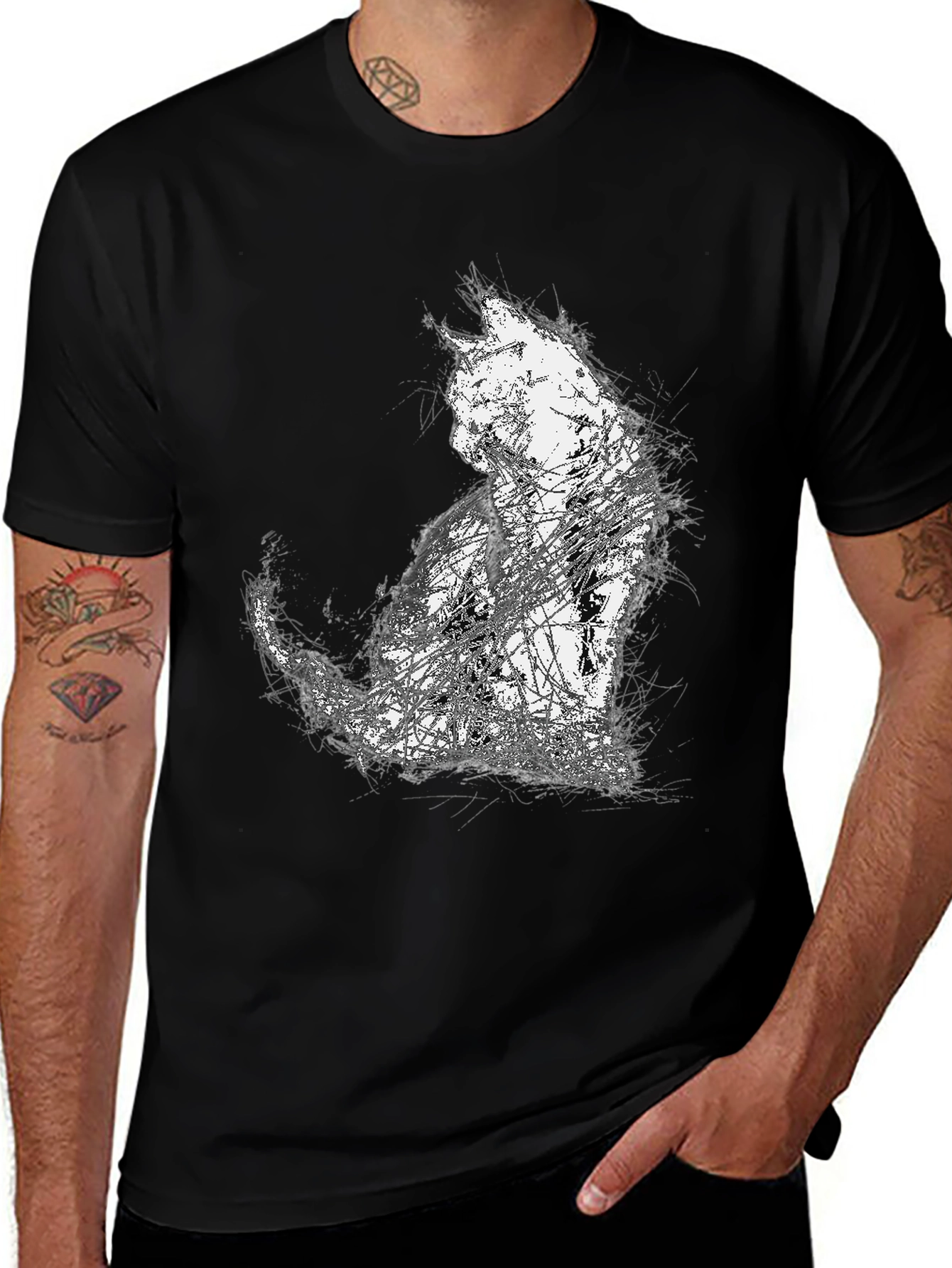 Variant 14 of Abstract Cat Art T-Shirt - Modern Graphic Tee