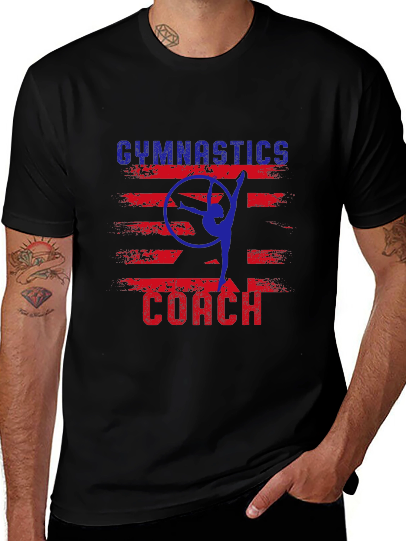 Variant 21 of Gymnastics Coach T-Shirt - Patriotic Design