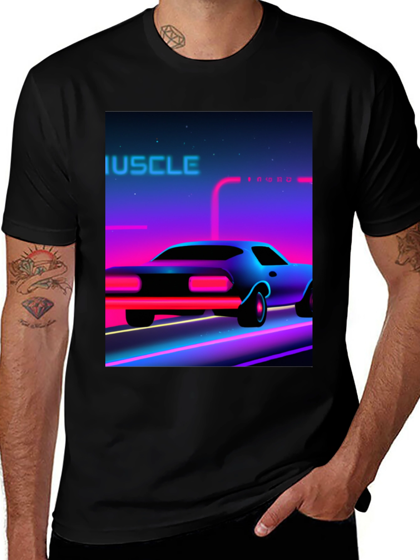 Variant 16 of Retro Muscle Car Graphic Tee - Black