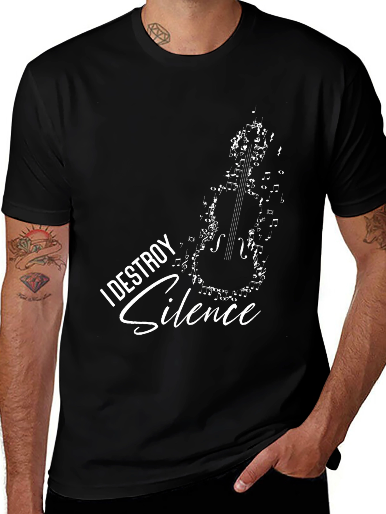 Variant 26 of I Destroy Silence Musician T-Shirt Black