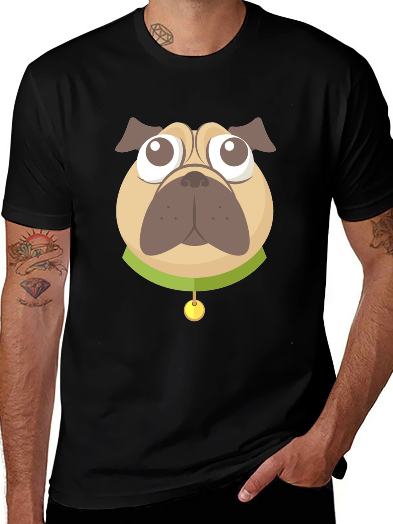 Black Pug Graphic Black T-Shirt main image