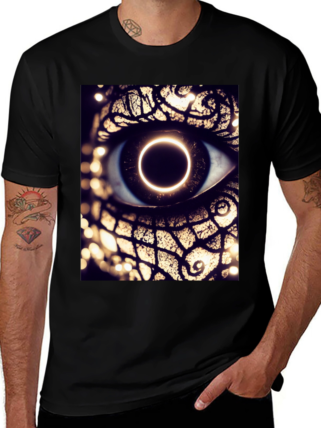 Eye-Catching Graphic Print Black T-Shirt