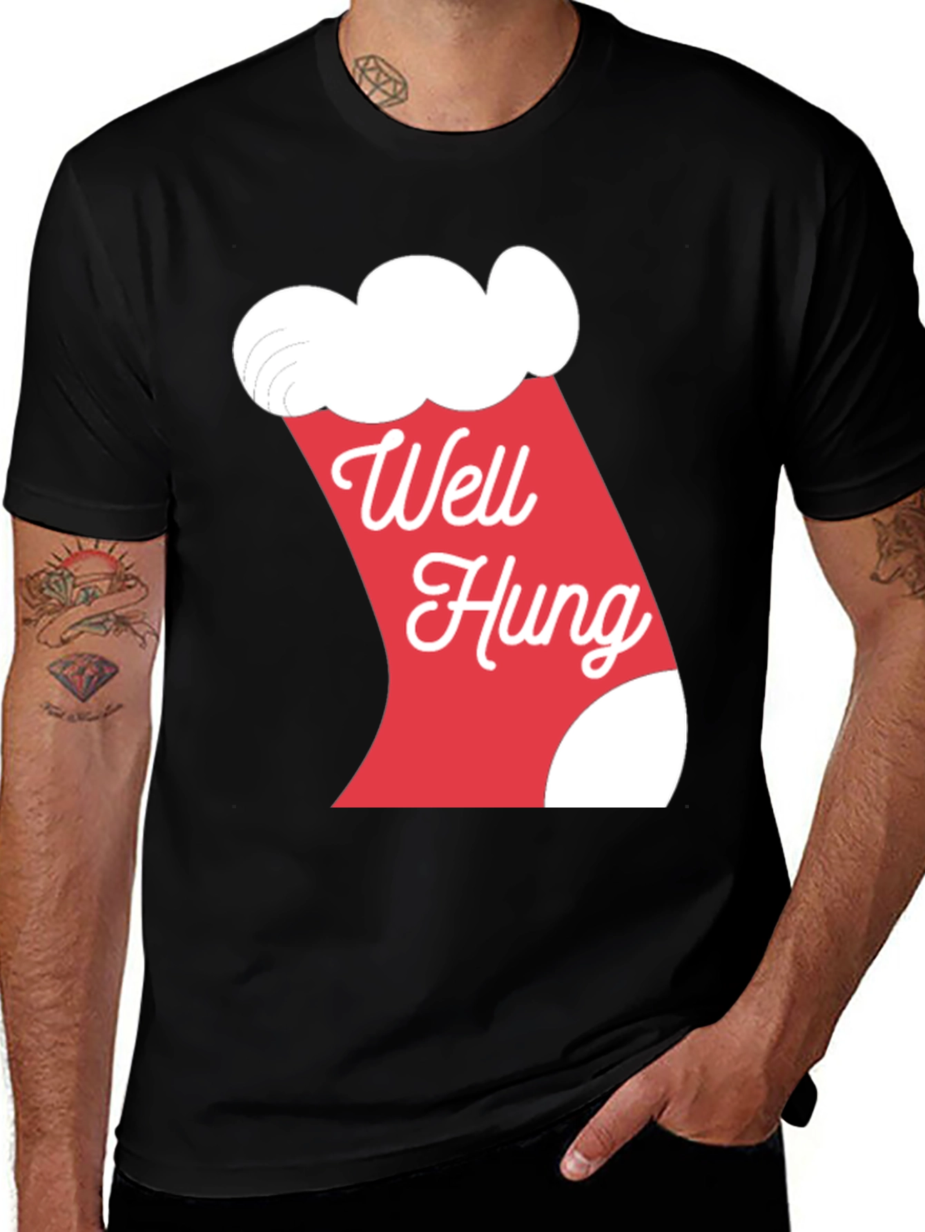 Variant 13 of Well Hung Christmas Stocking Graphic T-Shirt