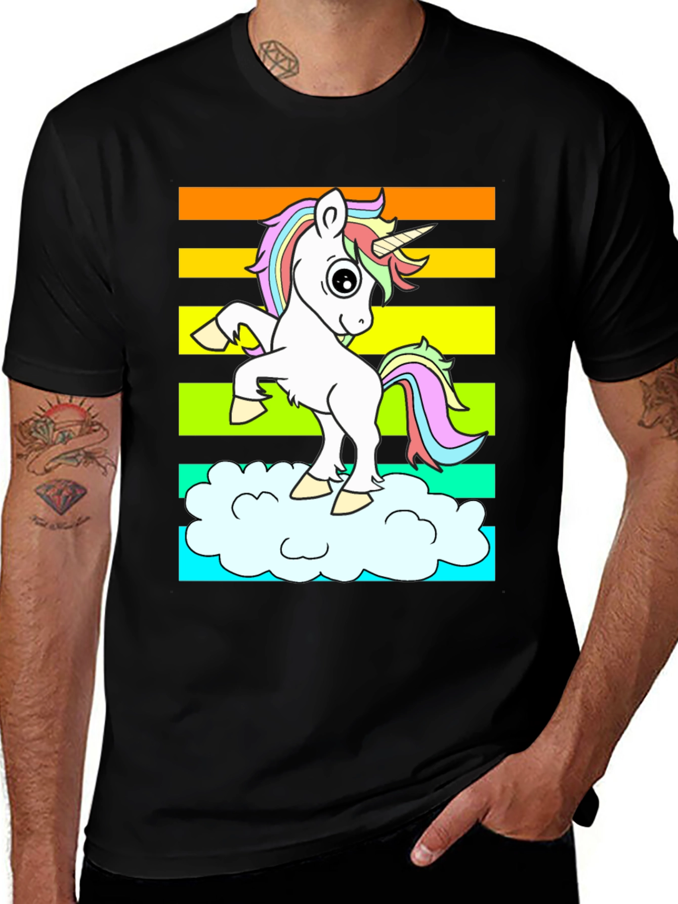 Variant 8 of Unicorn Cloud T-Shirt - Rainbow Fun Design