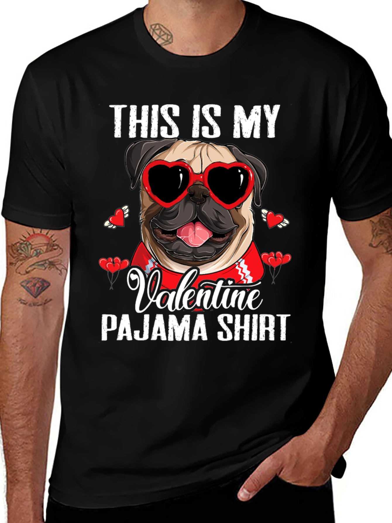Variant 16 of Valentine's Pug Pajama T-Shirt