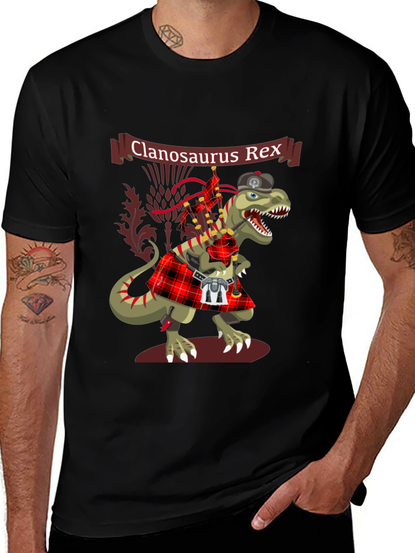 Variant 27 of Clanosaurus Rex T-Shirt - Scottish Dinosaur Tee