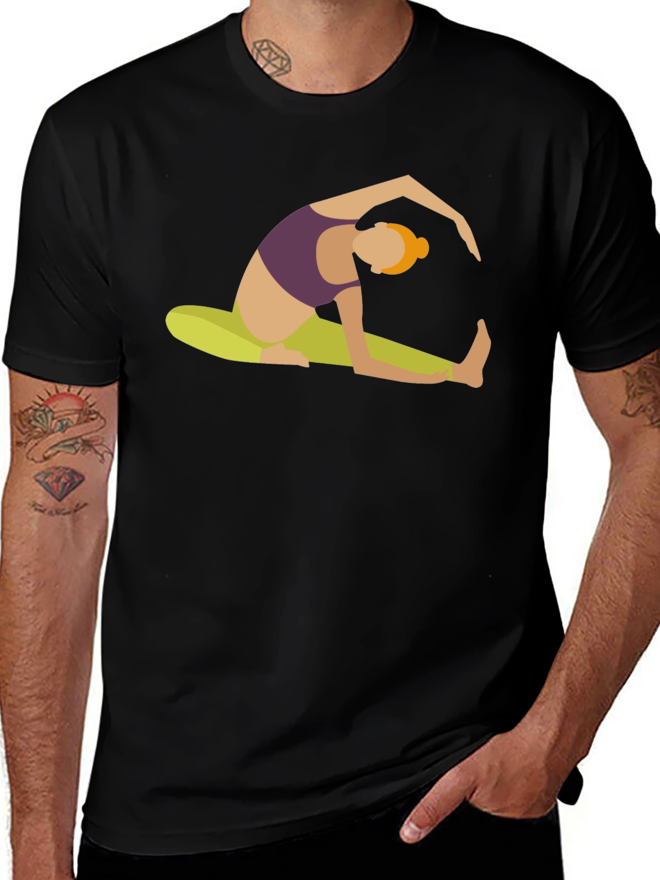 Variant 26 of Yoga Pose Graphic Tee - Black