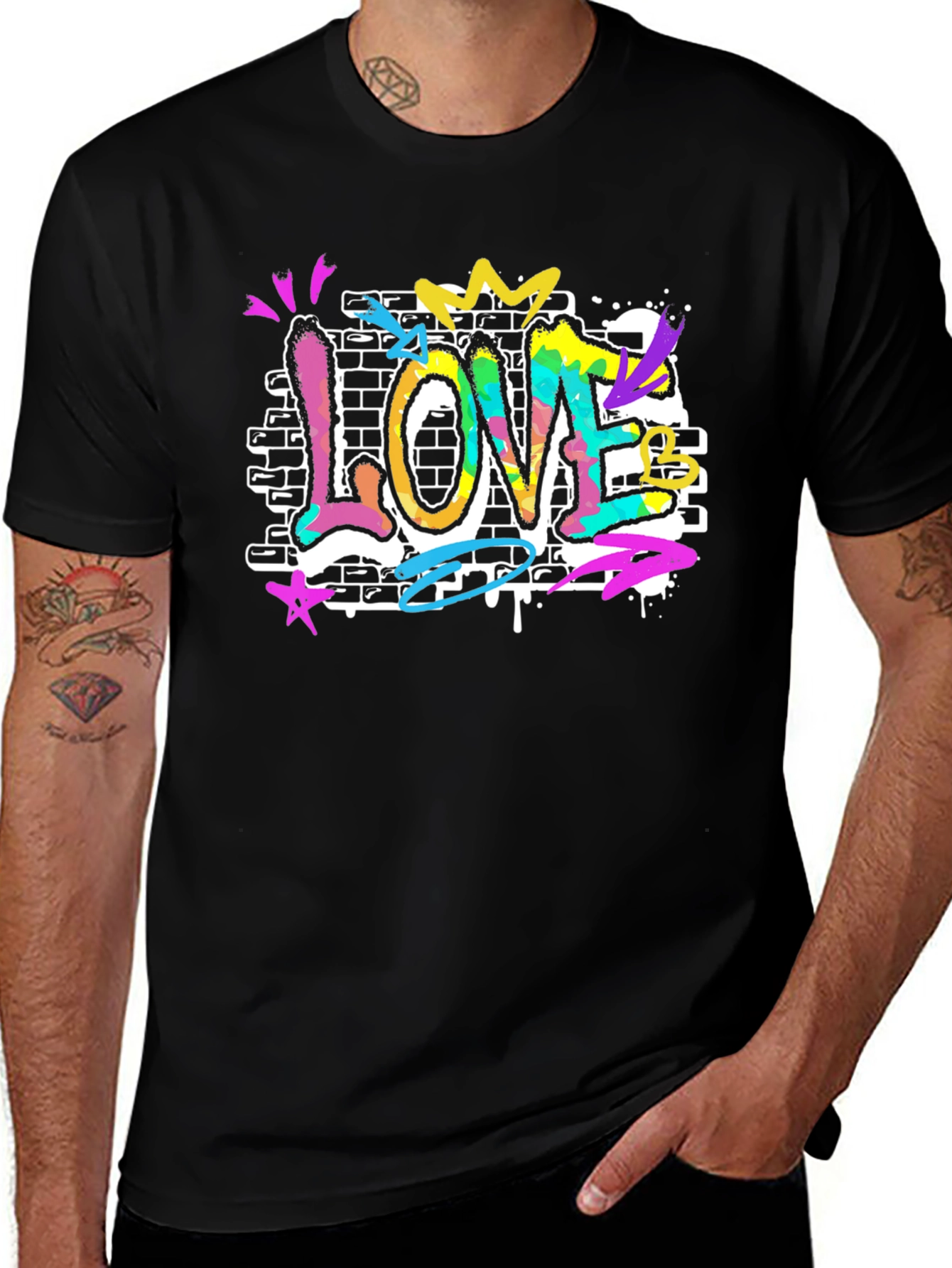 Variant 29 of Love Graffiti T-Shirt - Vibrant Street Art Style