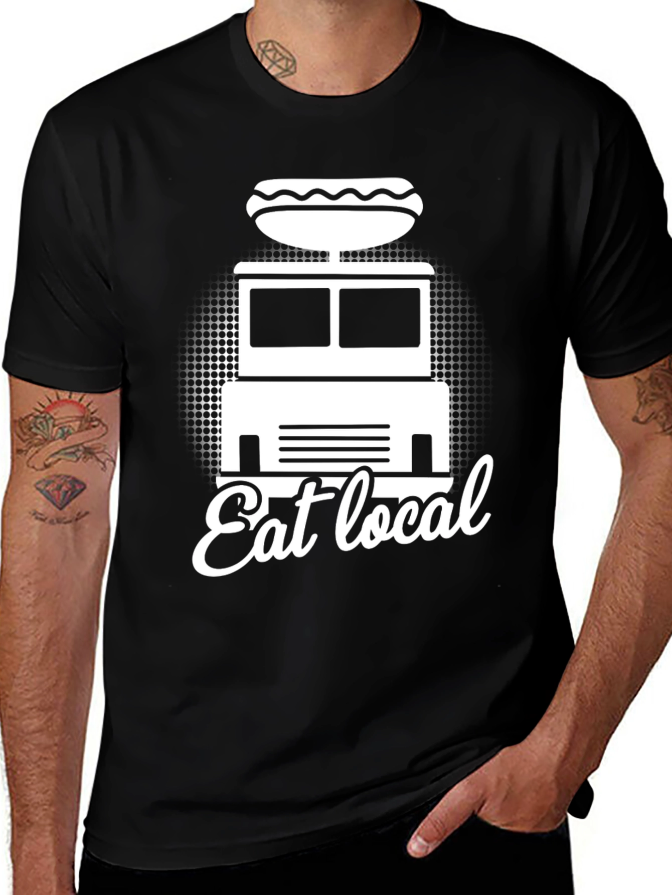Eat Local Hot Dog Truck Graphic Tee