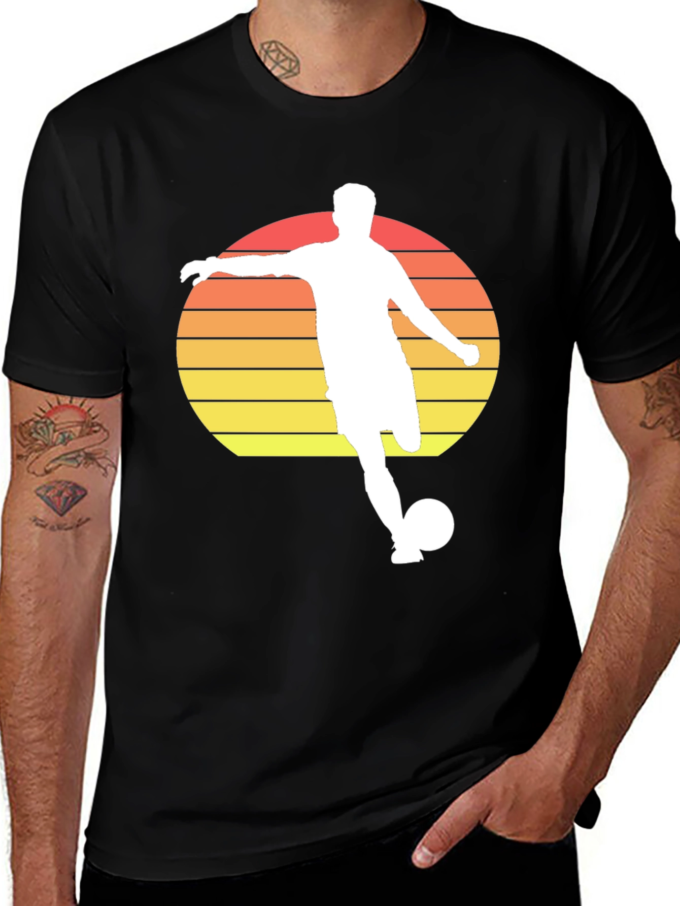 Variant 16 of Retro Soccer Player Graphic Tee - Black
