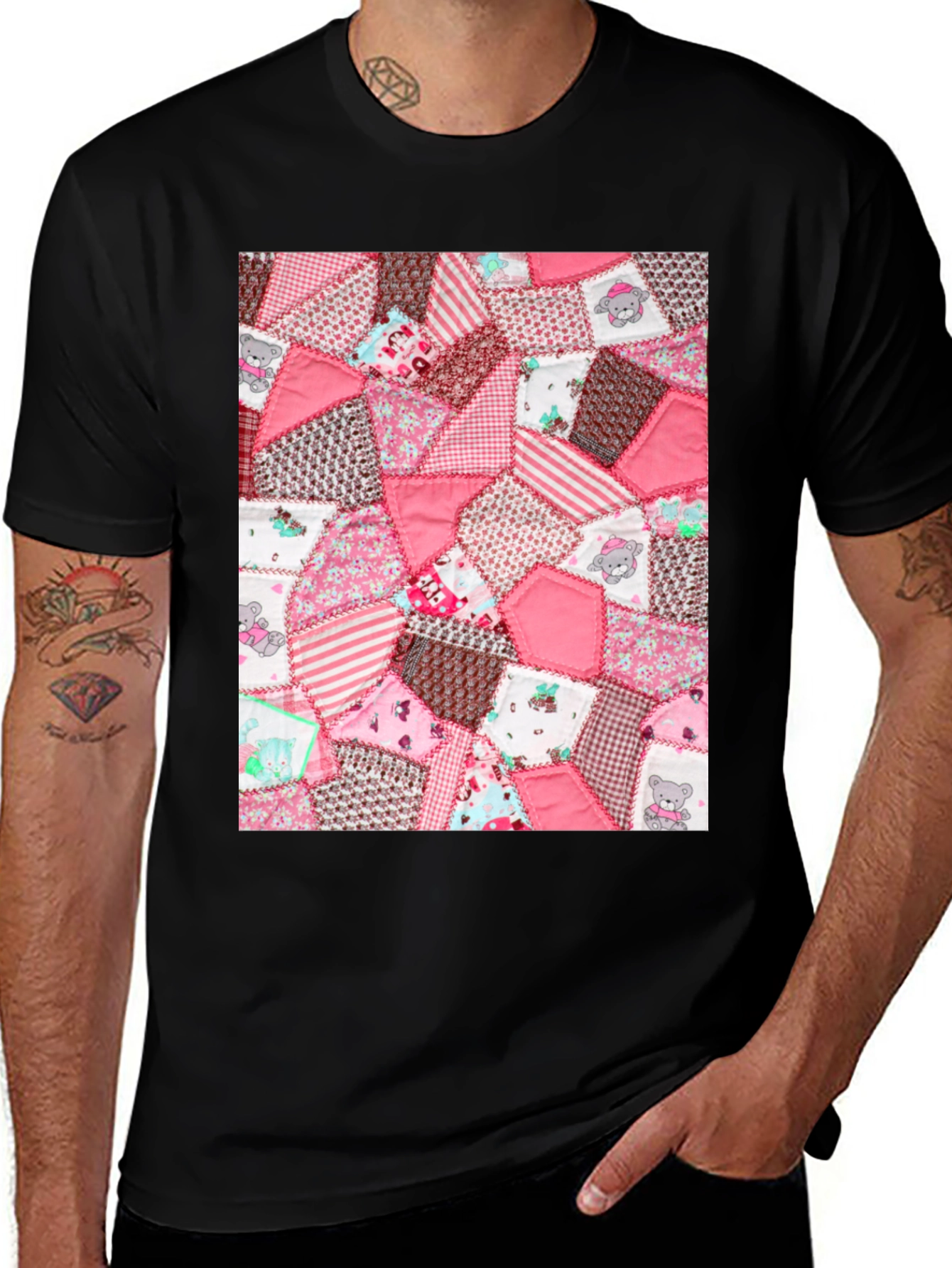 Pink Patchwork Pattern Tee