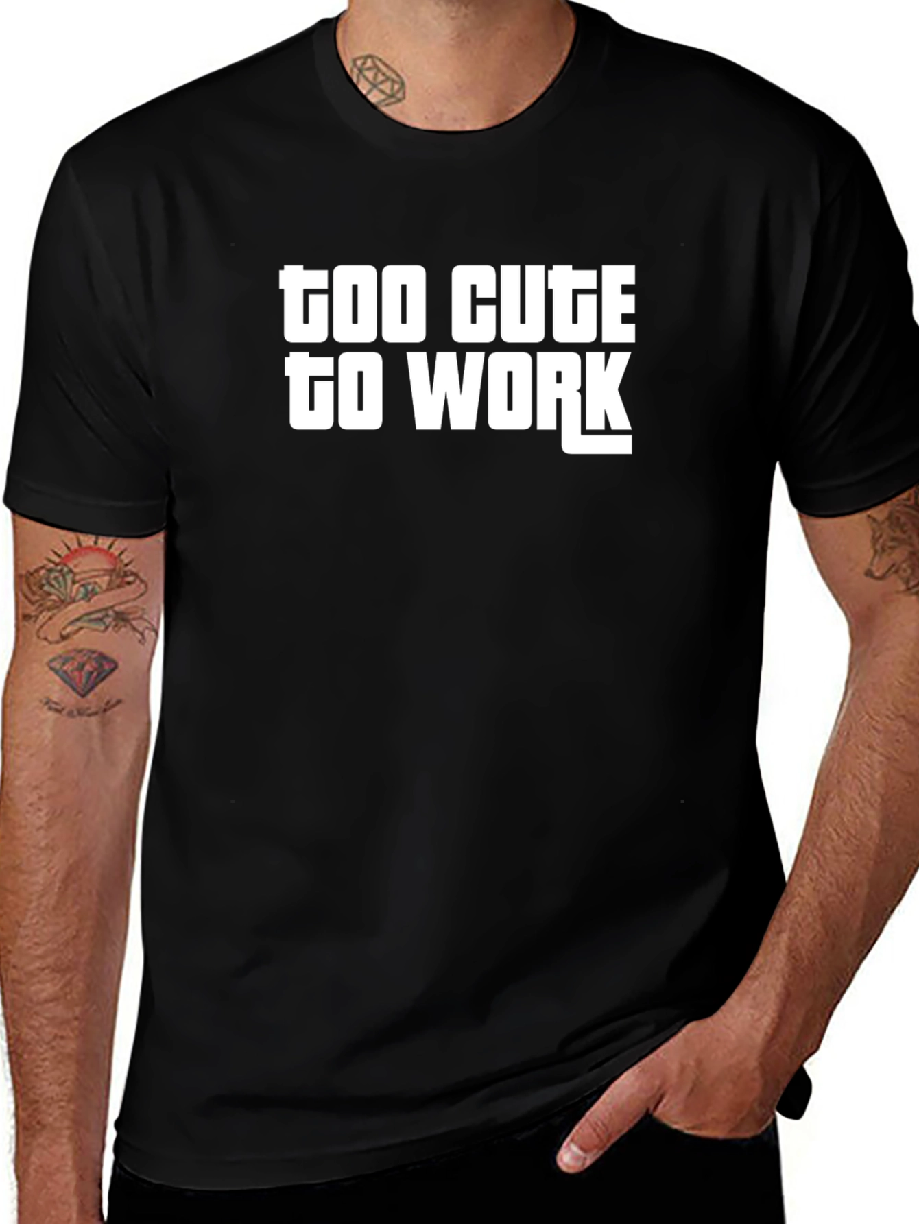 Variant 5 of Too Cute To Work Graphic T-Shirt - Stylish Black Tee