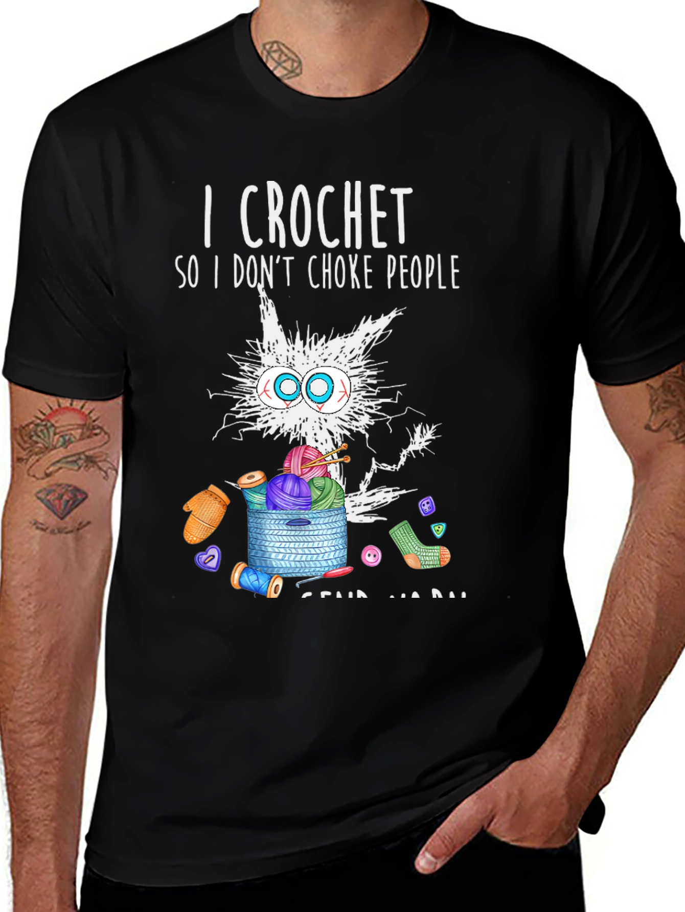 Variant 16 of I Crochet Funny T-Shirt - Cat & Yarn Design