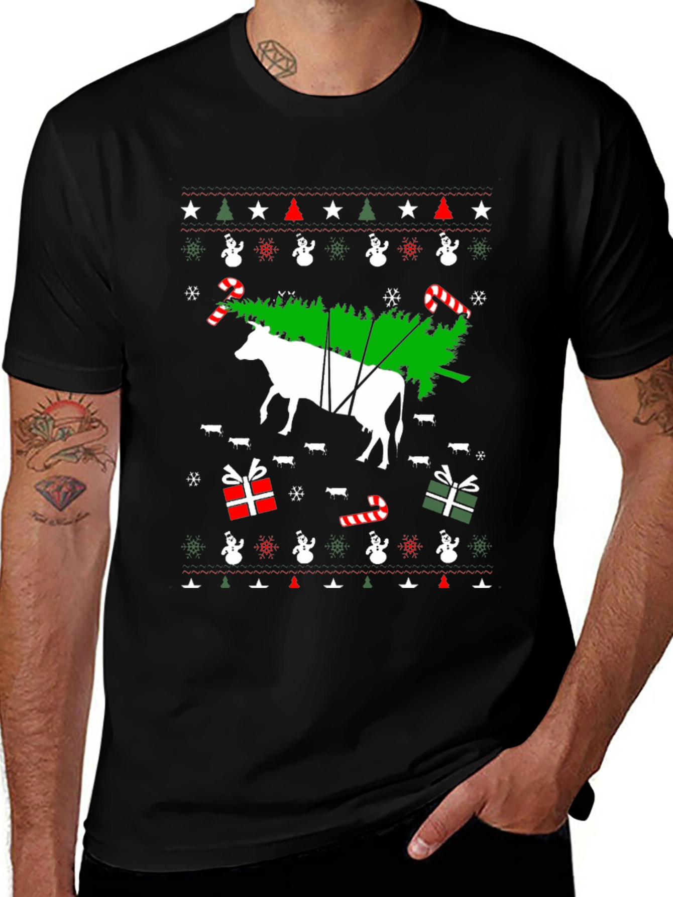 Variant 25 of Cow Christmas Tree Graphic Tee