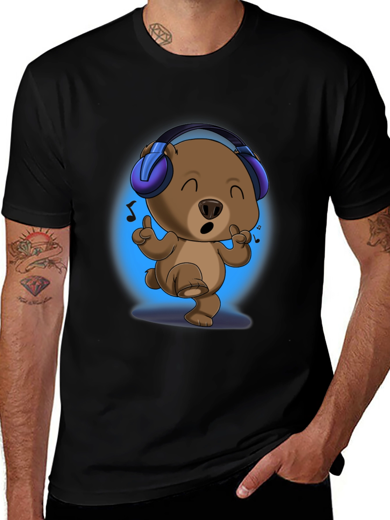 Variant 20 of Bear in Headphones Graphic Tee - Music Lover Shirt