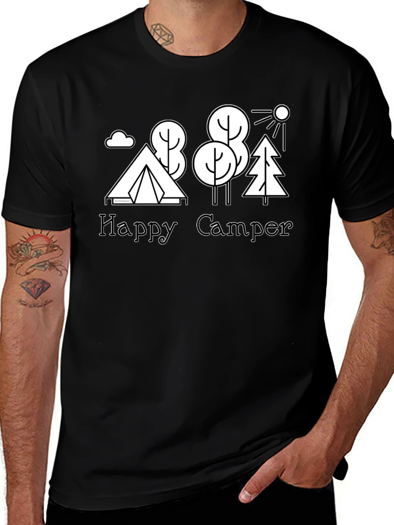 Variant 10 of Happy Camper Black Graphic T-Shirt
