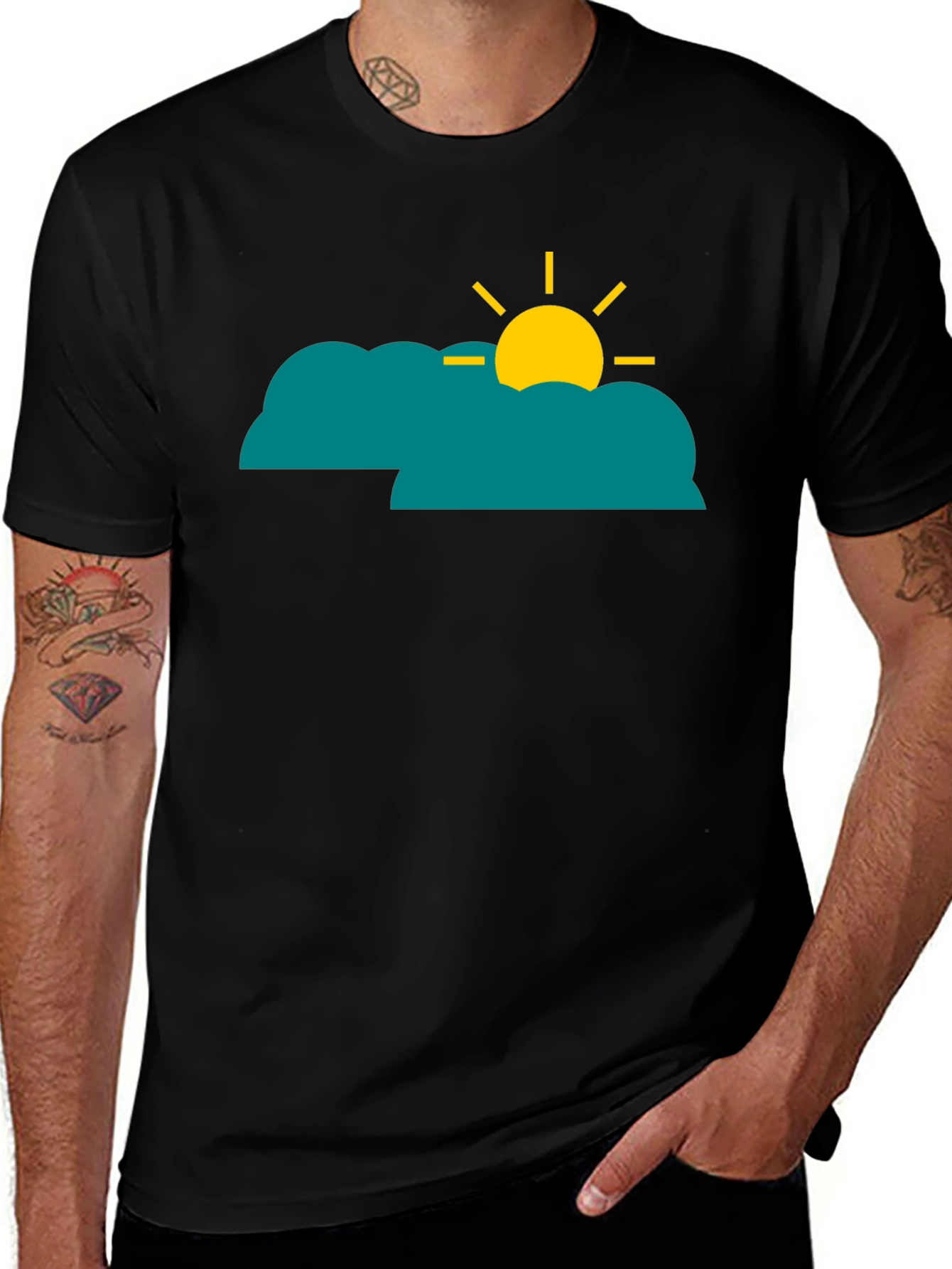 Variant 16 of Cloud Sun Graphic Tee - Black Casual Shirt