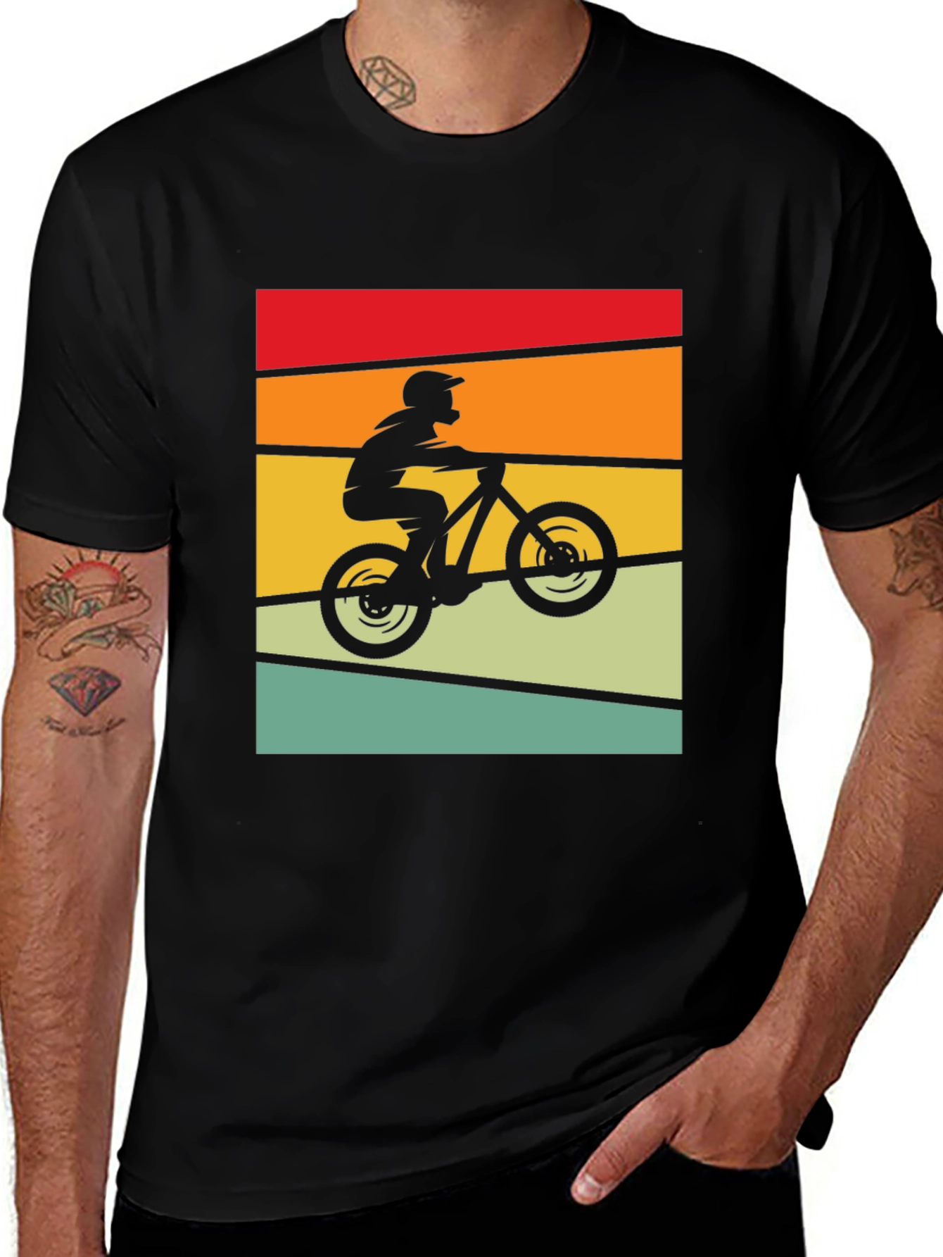 Variant 25 of Retro Mountain Biker Tee - Black
