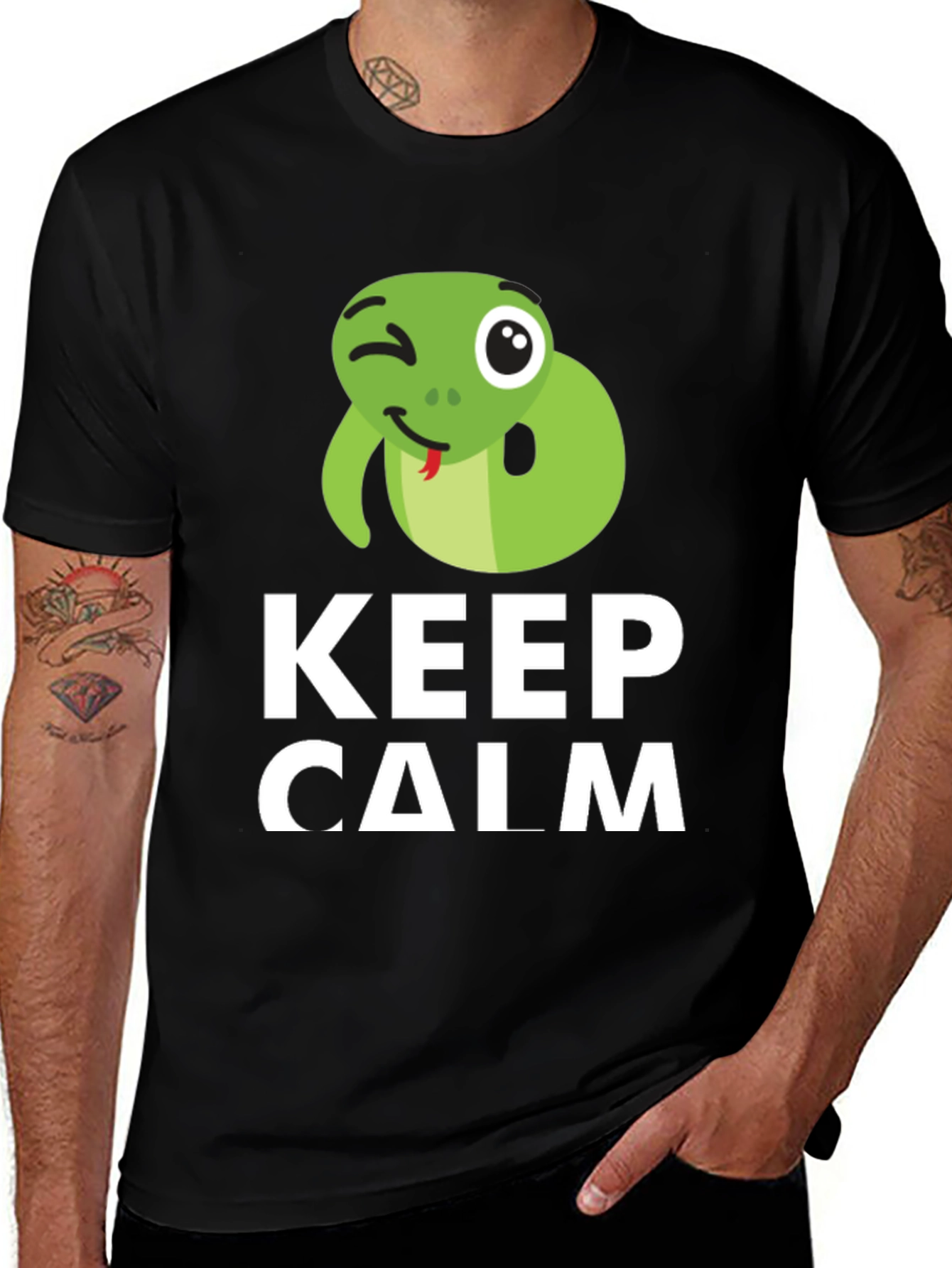Variant 10 of Keep Calm Snake Tee - Funny Graphic T-Shirt